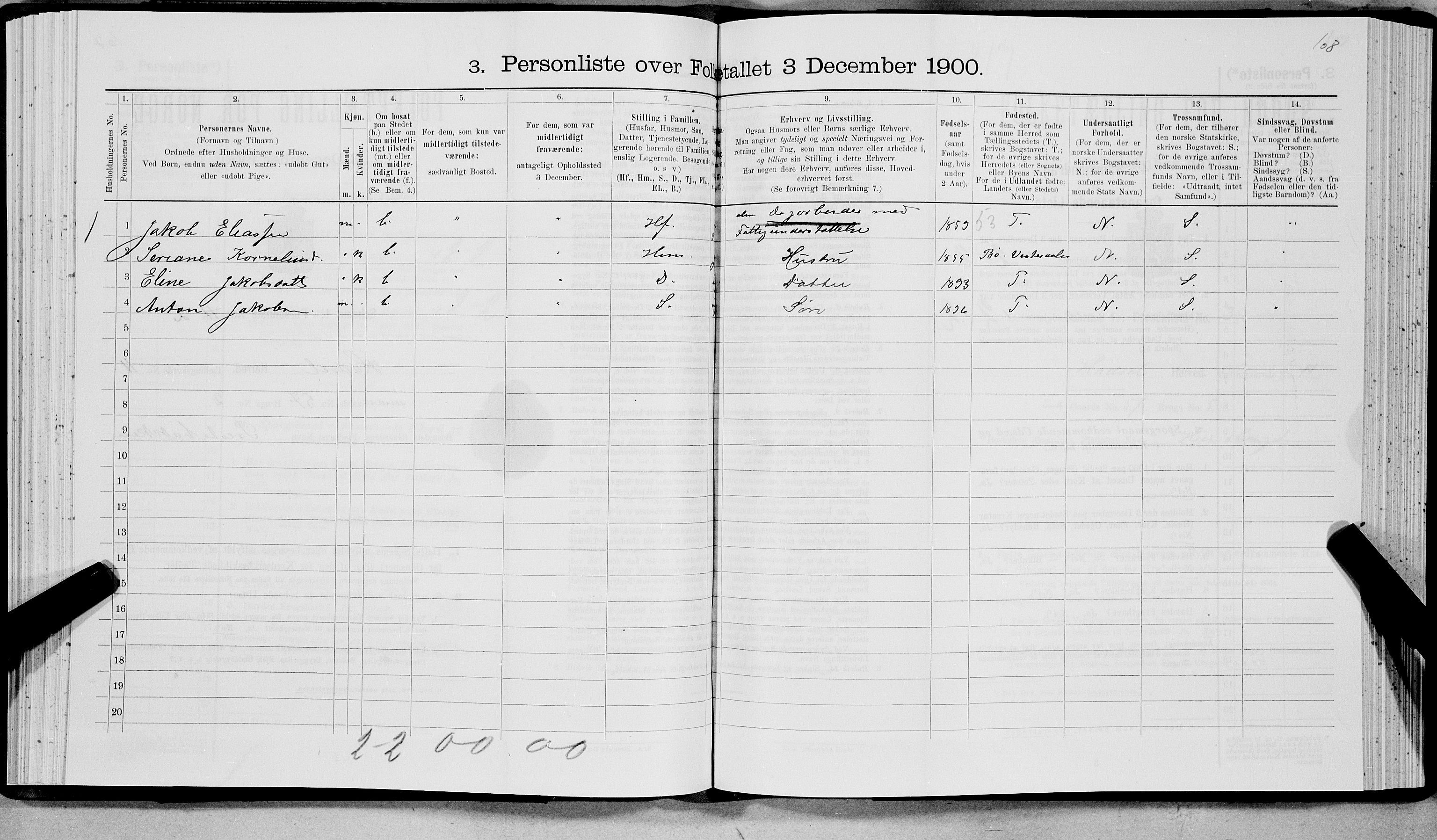 SAT, 1900 census for Hadsel, 1900, p. 918