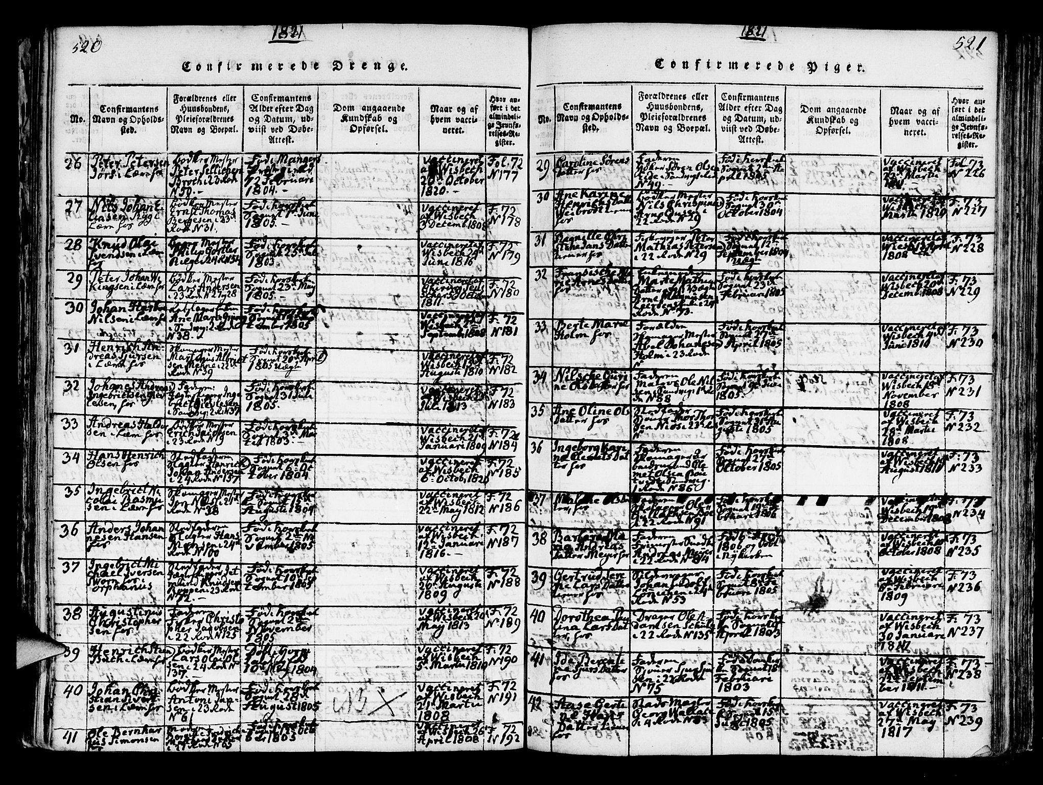 Korskirken sokneprestembete, AV/SAB-A-76101/H/Hab: Parish register (copy) no. A 1b, 1815-1821, p. 520-521