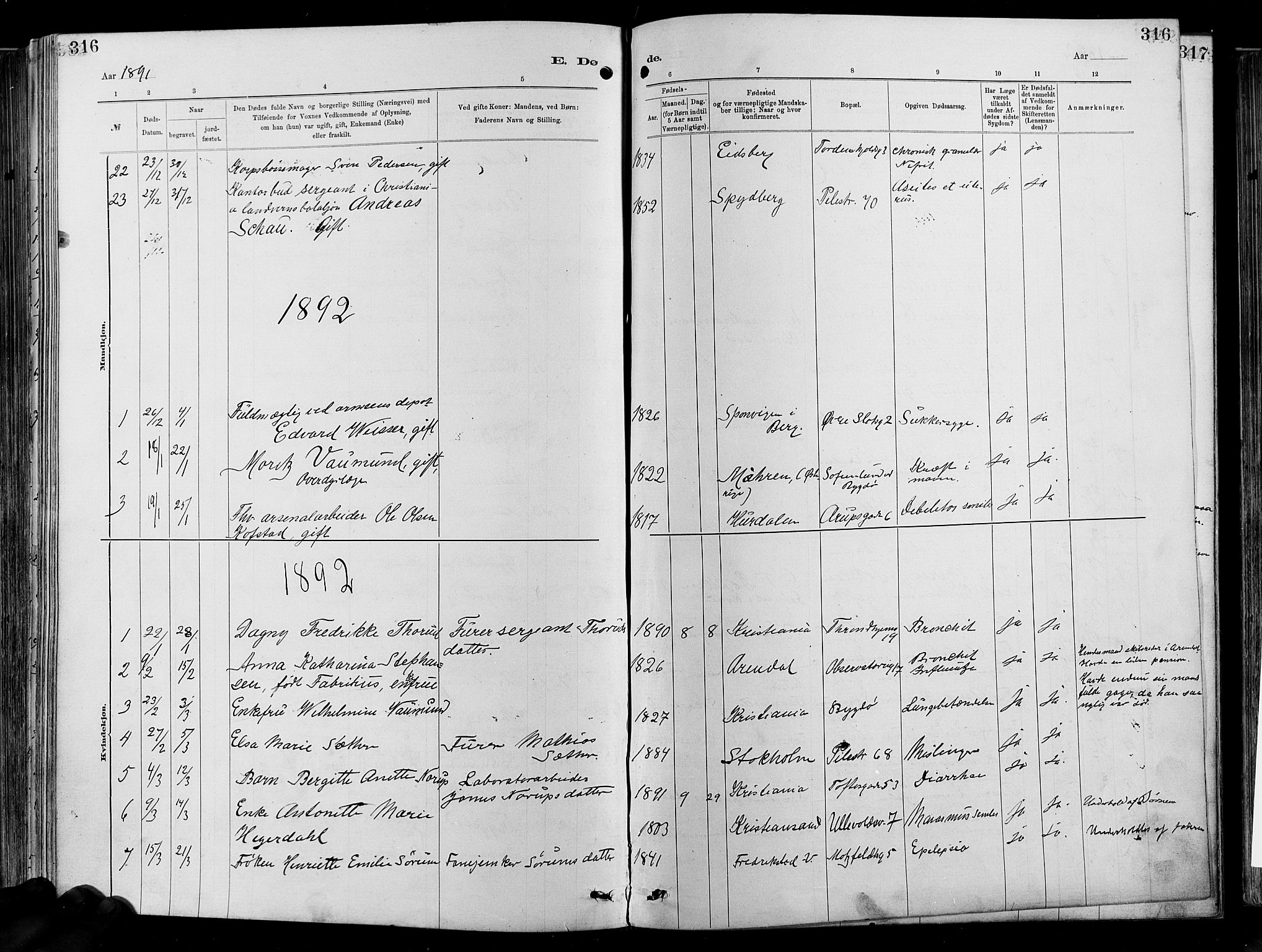 Garnisonsmenigheten Kirkebøker, SAO/A-10846/F/Fa/L0012: Parish register (official) no. 12, 1880-1893, p. 316