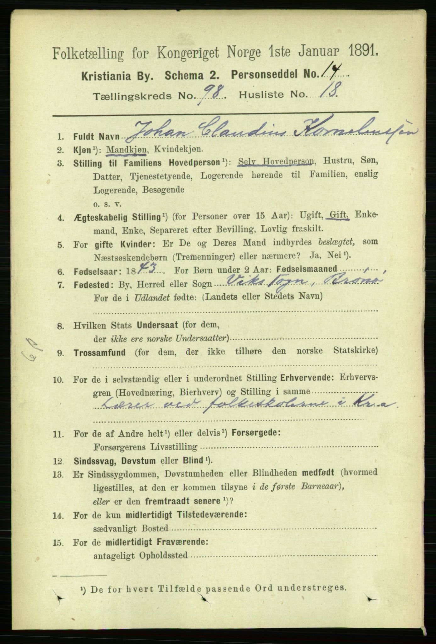 RA, 1891 census for 0301 Kristiania, 1891, p. 48246