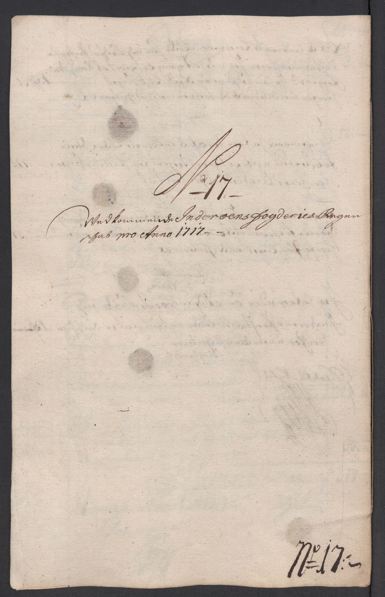 Rentekammeret inntil 1814, Reviderte regnskaper, Fogderegnskap, AV/RA-EA-4092/R63/L4325: Fogderegnskap Inderøy, 1717, p. 218