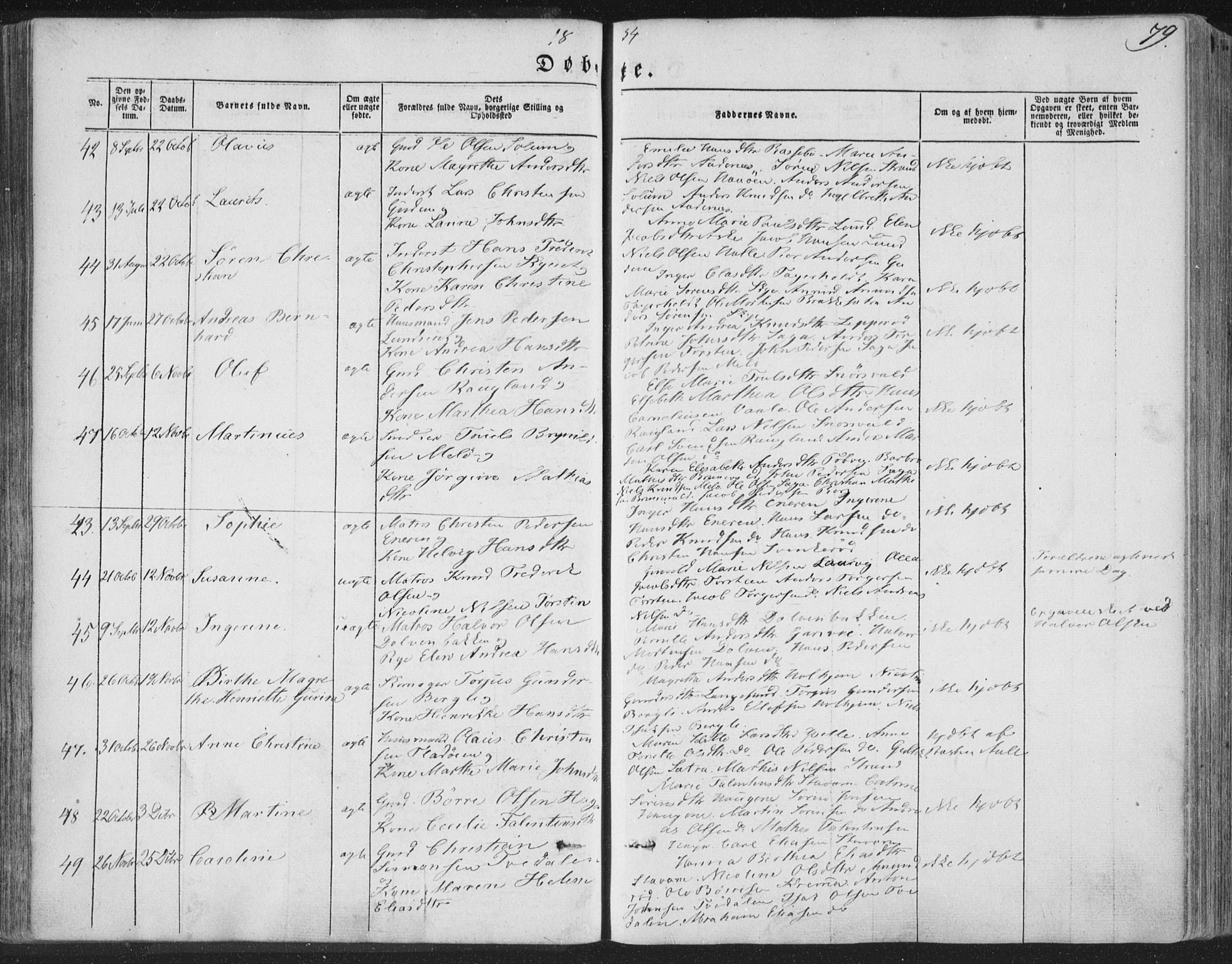 Brunlanes kirkebøker, AV/SAKO-A-342/F/Fa/L0004: Parish register (official) no. I 4, 1846-1862, p. 79