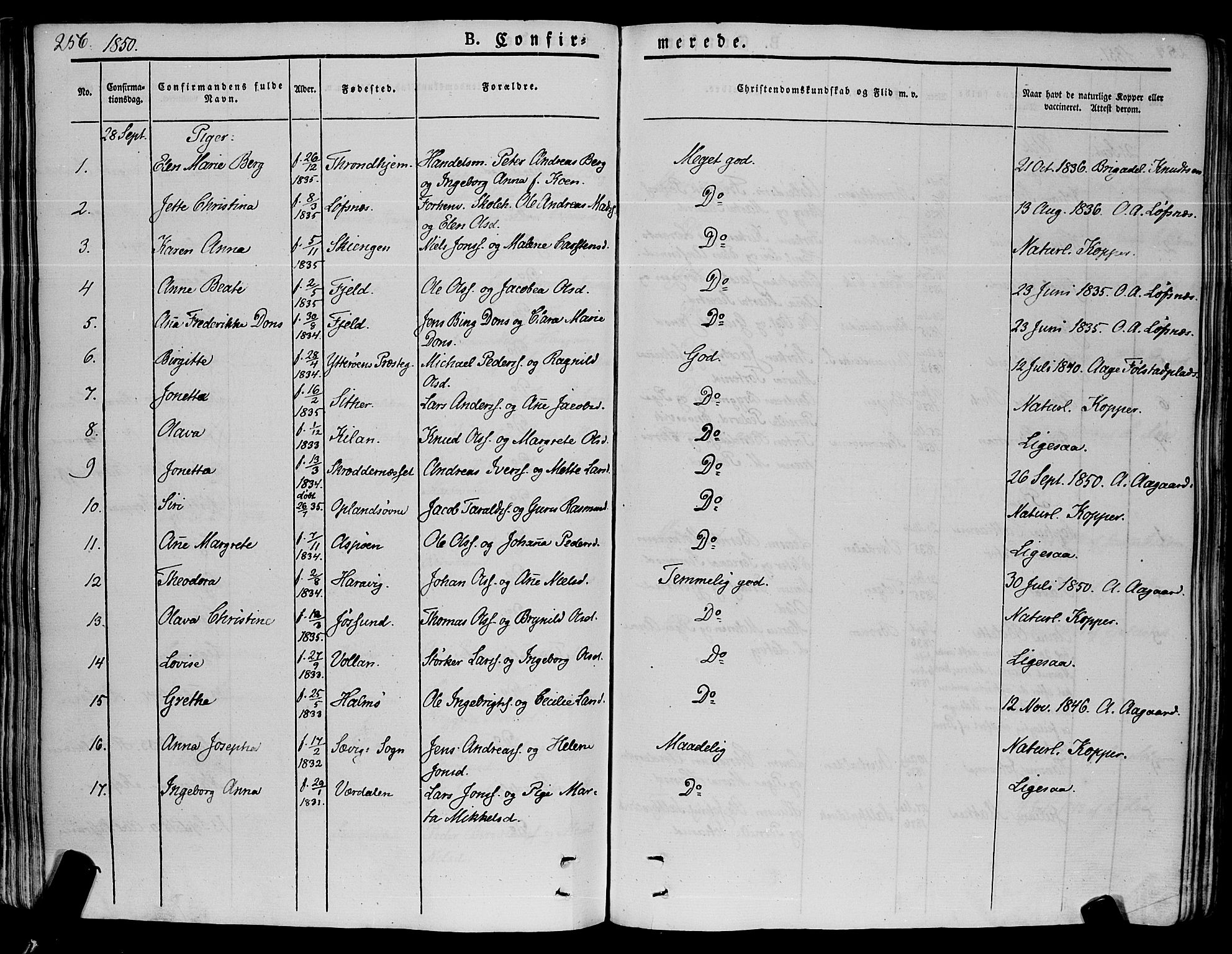 Ministerialprotokoller, klokkerbøker og fødselsregistre - Nord-Trøndelag, SAT/A-1458/773/L0614: Parish register (official) no. 773A05, 1831-1856, p. 256