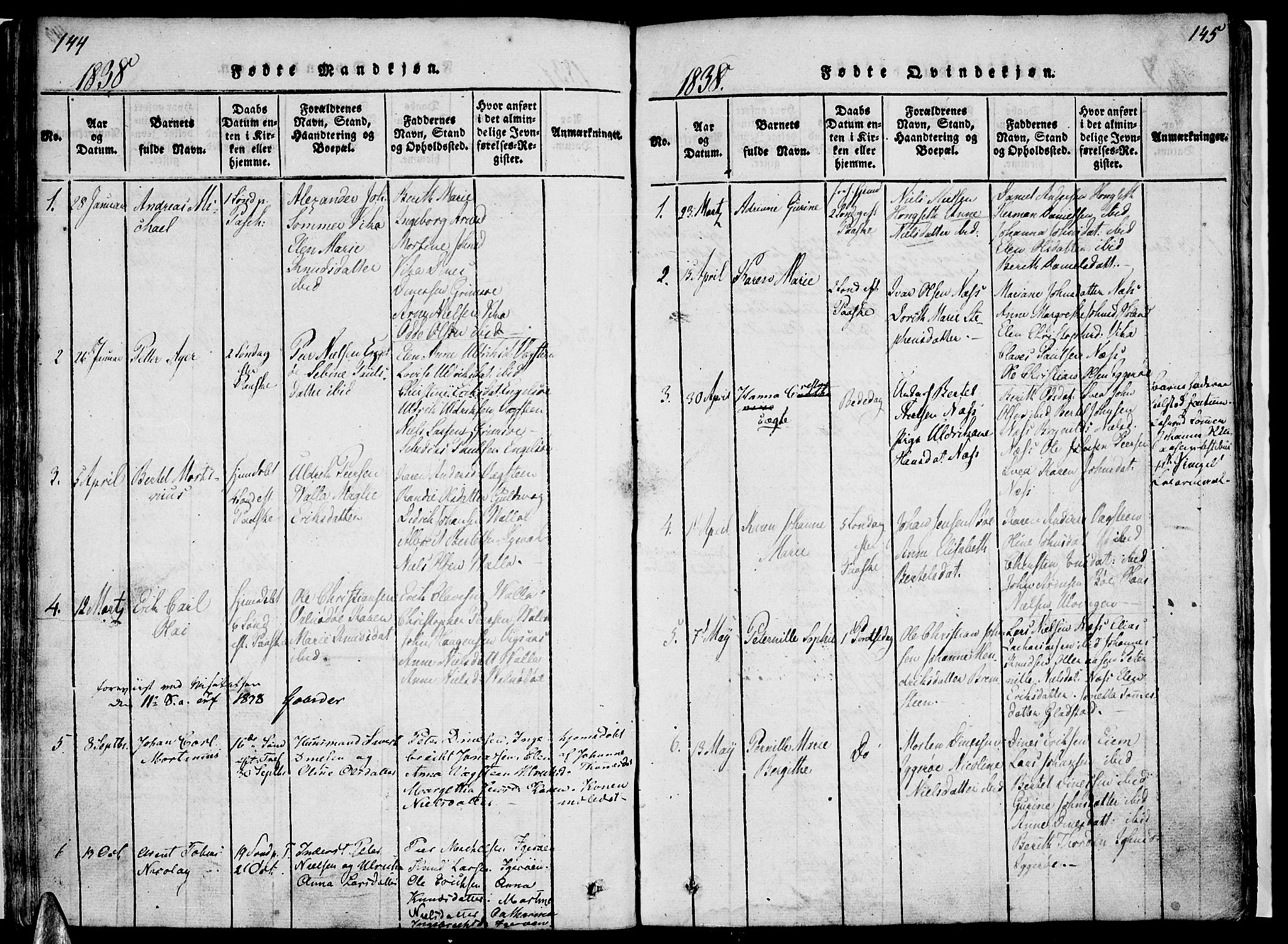 Ministerialprotokoller, klokkerbøker og fødselsregistre - Nordland, SAT/A-1459/816/L0239: Parish register (official) no. 816A05, 1820-1845, p. 144-145