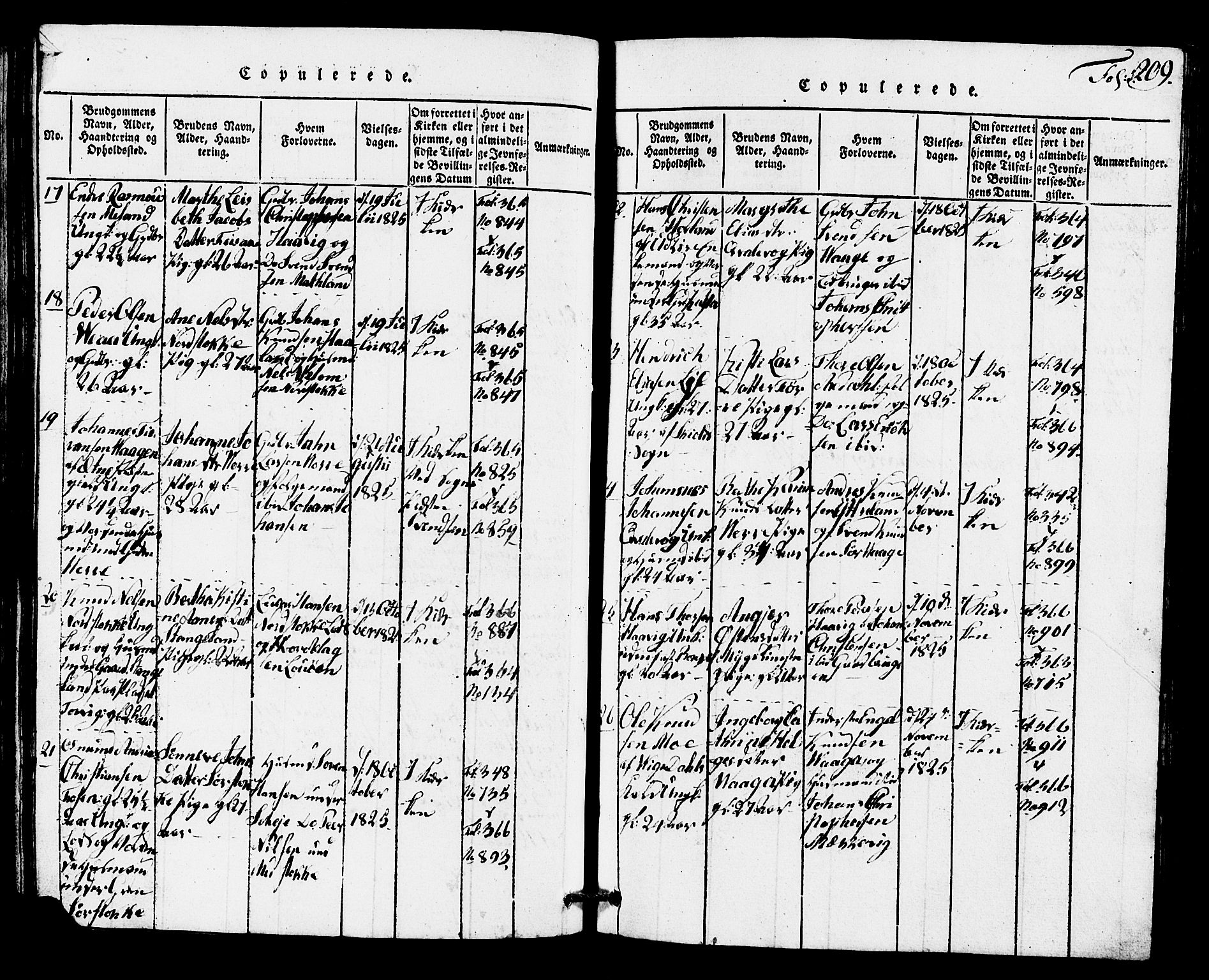 Avaldsnes sokneprestkontor, AV/SAST-A -101851/H/Ha/Hab/L0001: Parish register (copy) no. B 1, 1816-1825, p. 209