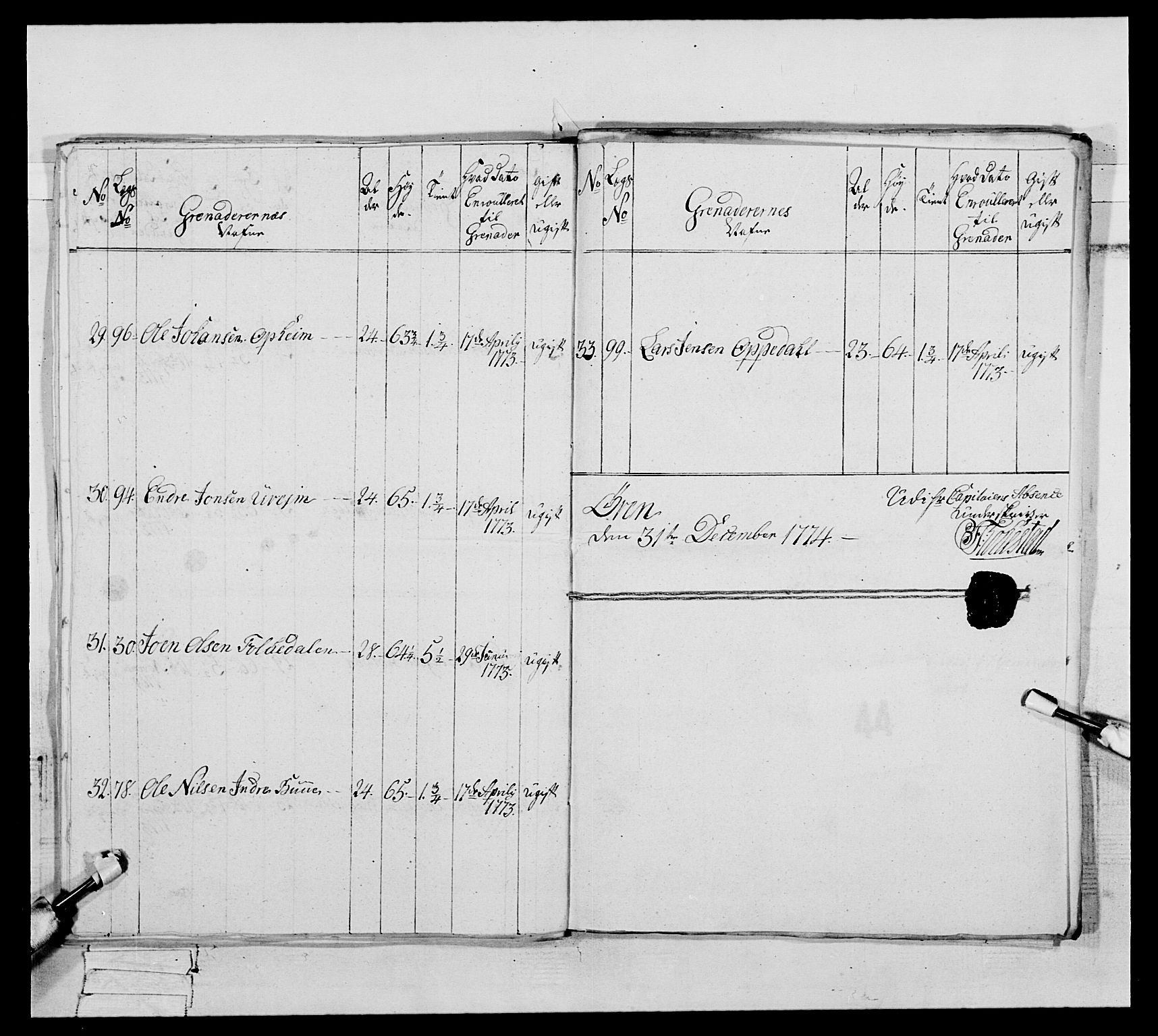 Generalitets- og kommissariatskollegiet, Det kongelige norske kommissariatskollegium, AV/RA-EA-5420/E/Eh/L0093: 2. Bergenhusiske nasjonale infanteriregiment, 1772-1774, p. 467