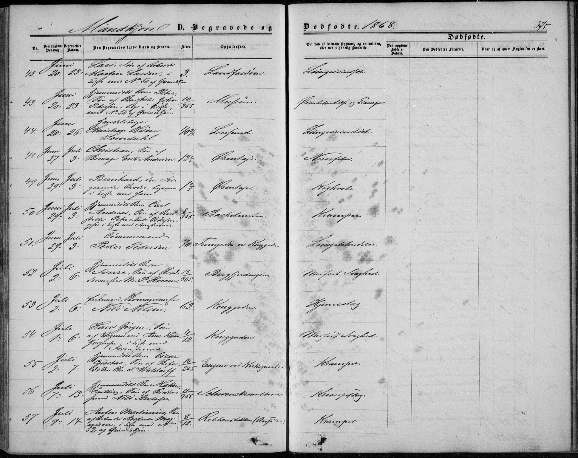 Bragernes kirkebøker, AV/SAKO-A-6/F/Fb/L0003: Parish register (official) no. II 3, 1860-1868, p. 375