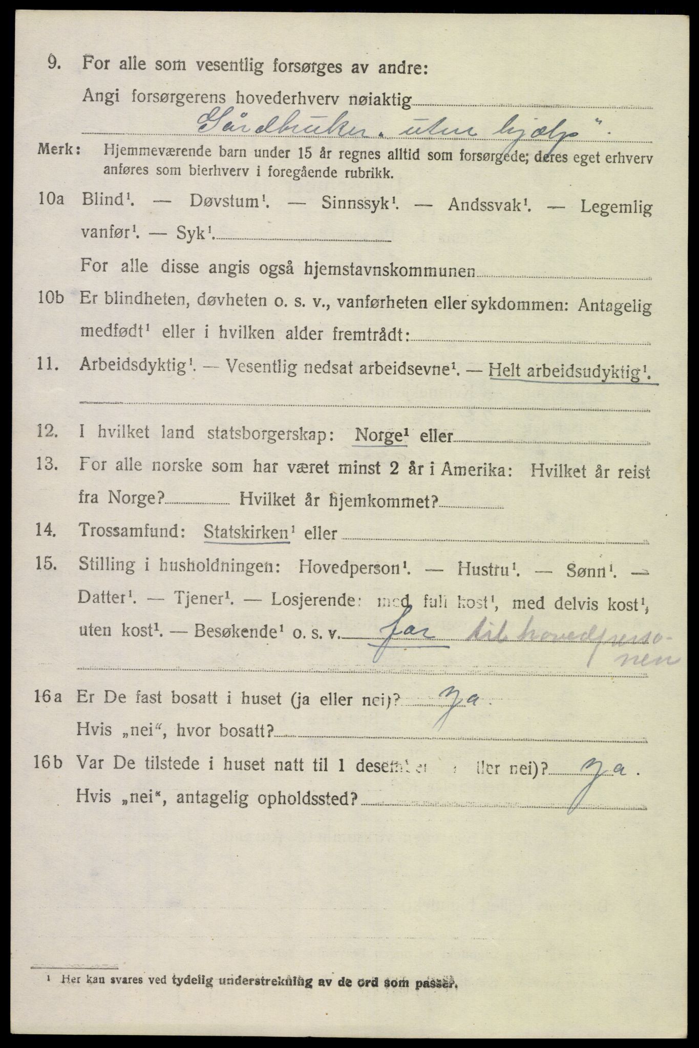 SAK, 1920 census for Vigmostad, 1920, p. 1168