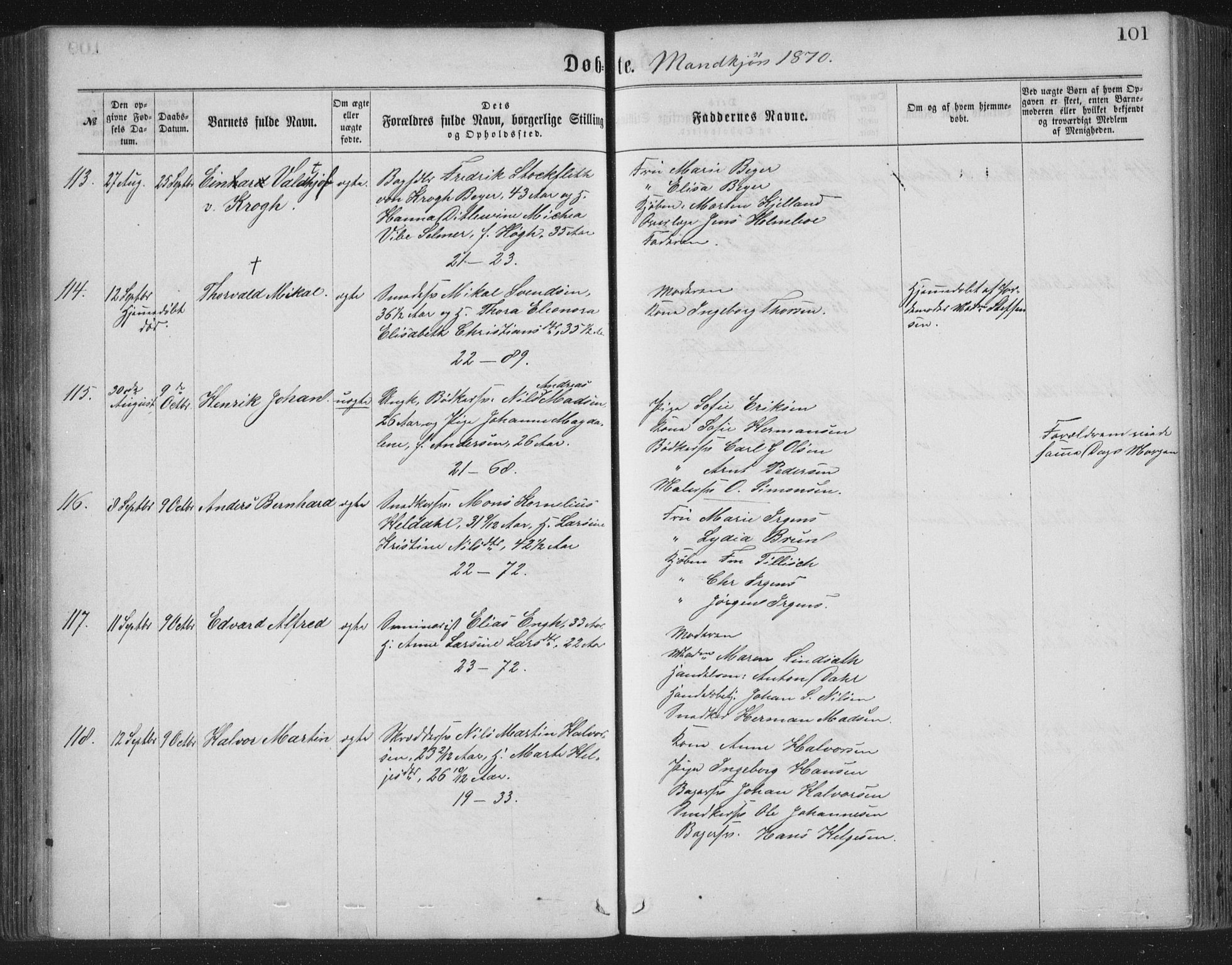 Korskirken sokneprestembete, SAB/A-76101/H/Haa/L0019: Parish register (official) no. B 5, 1866-1871, p. 101