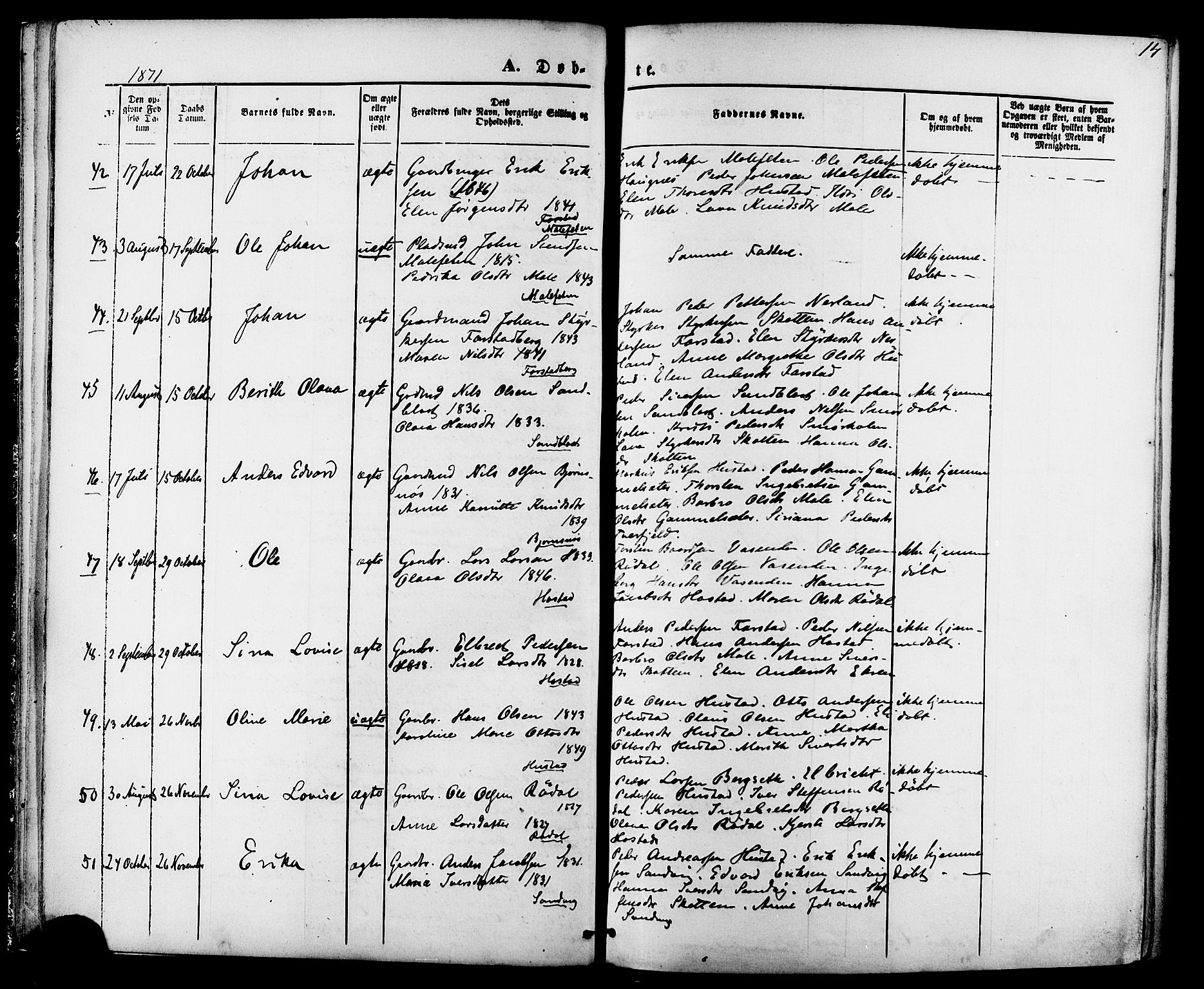 Ministerialprotokoller, klokkerbøker og fødselsregistre - Møre og Romsdal, AV/SAT-A-1454/566/L0768: Parish register (official) no. 566A07, 1869-1881, p. 14