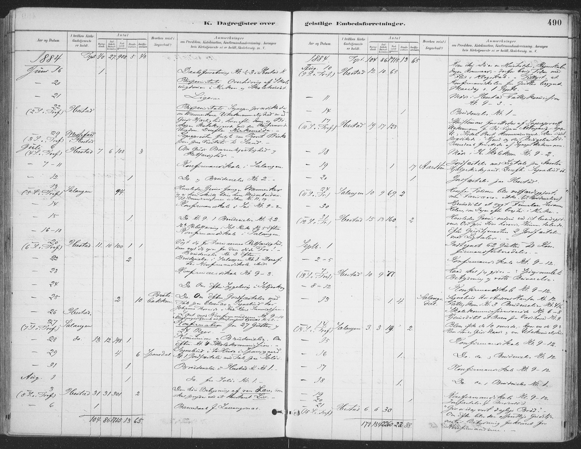 Ibestad sokneprestembete, SATØ/S-0077/H/Ha/Haa/L0011kirke: Parish register (official) no. 11, 1880-1889, p. 490