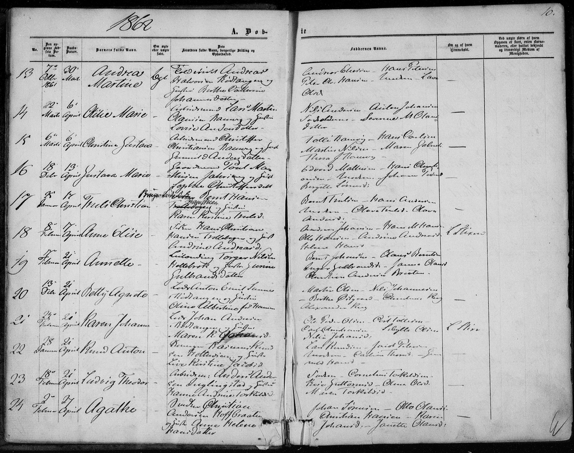 Hurum kirkebøker, AV/SAKO-A-229/F/Fa/L0012: Parish register (official) no. 12, 1861-1875, p. 10