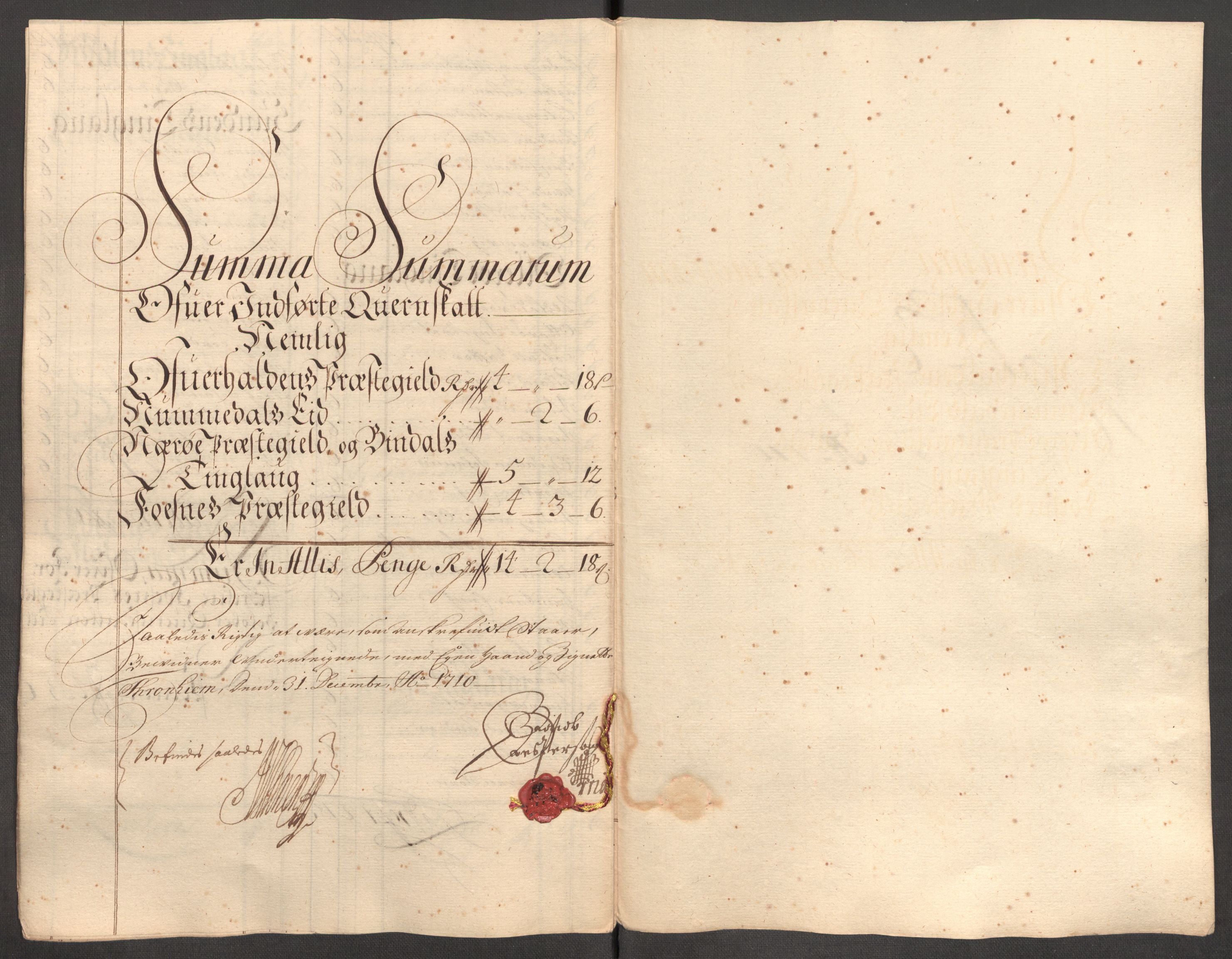 Rentekammeret inntil 1814, Reviderte regnskaper, Fogderegnskap, AV/RA-EA-4092/R64/L4431: Fogderegnskap Namdal, 1709-1710, p. 383