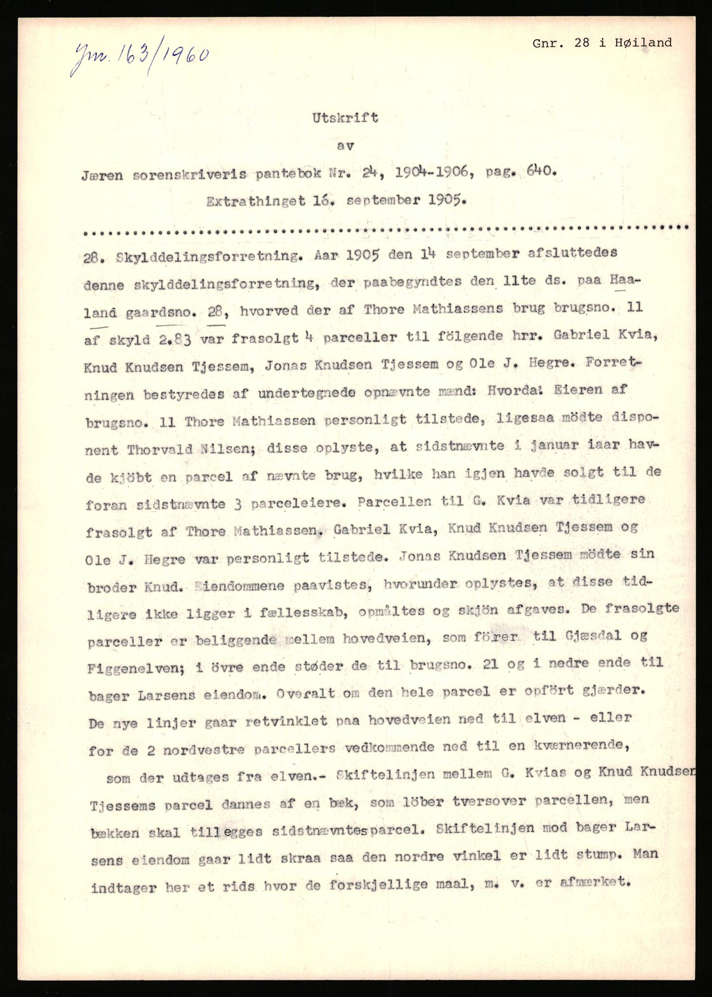 Statsarkivet i Stavanger, SAST/A-101971/03/Y/Yj/L0042: Avskrifter sortert etter gårdsnavn: Høle - Håland vestre, 1750-1930, p. 535