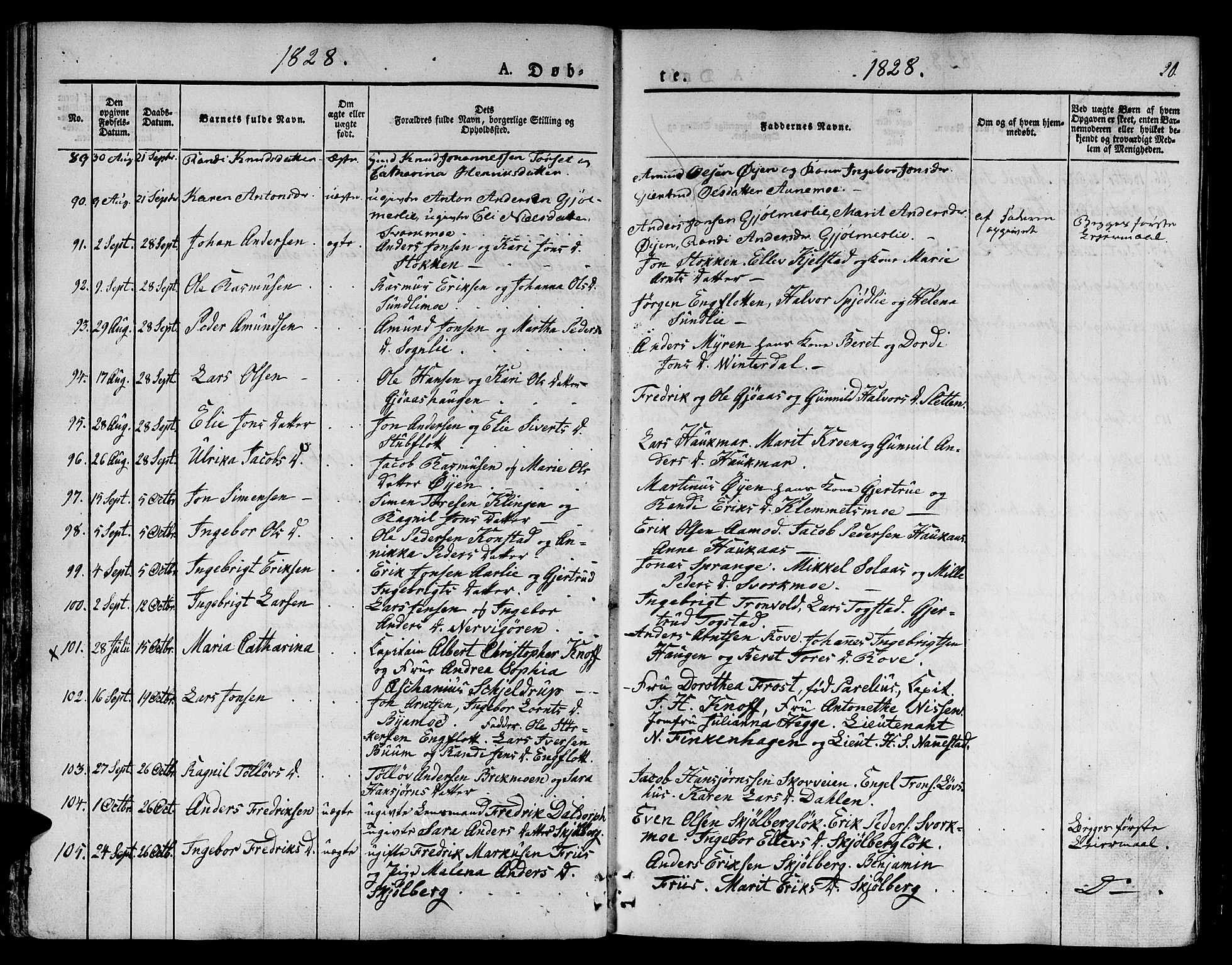 Ministerialprotokoller, klokkerbøker og fødselsregistre - Sør-Trøndelag, SAT/A-1456/668/L0804: Parish register (official) no. 668A04, 1826-1839, p. 20