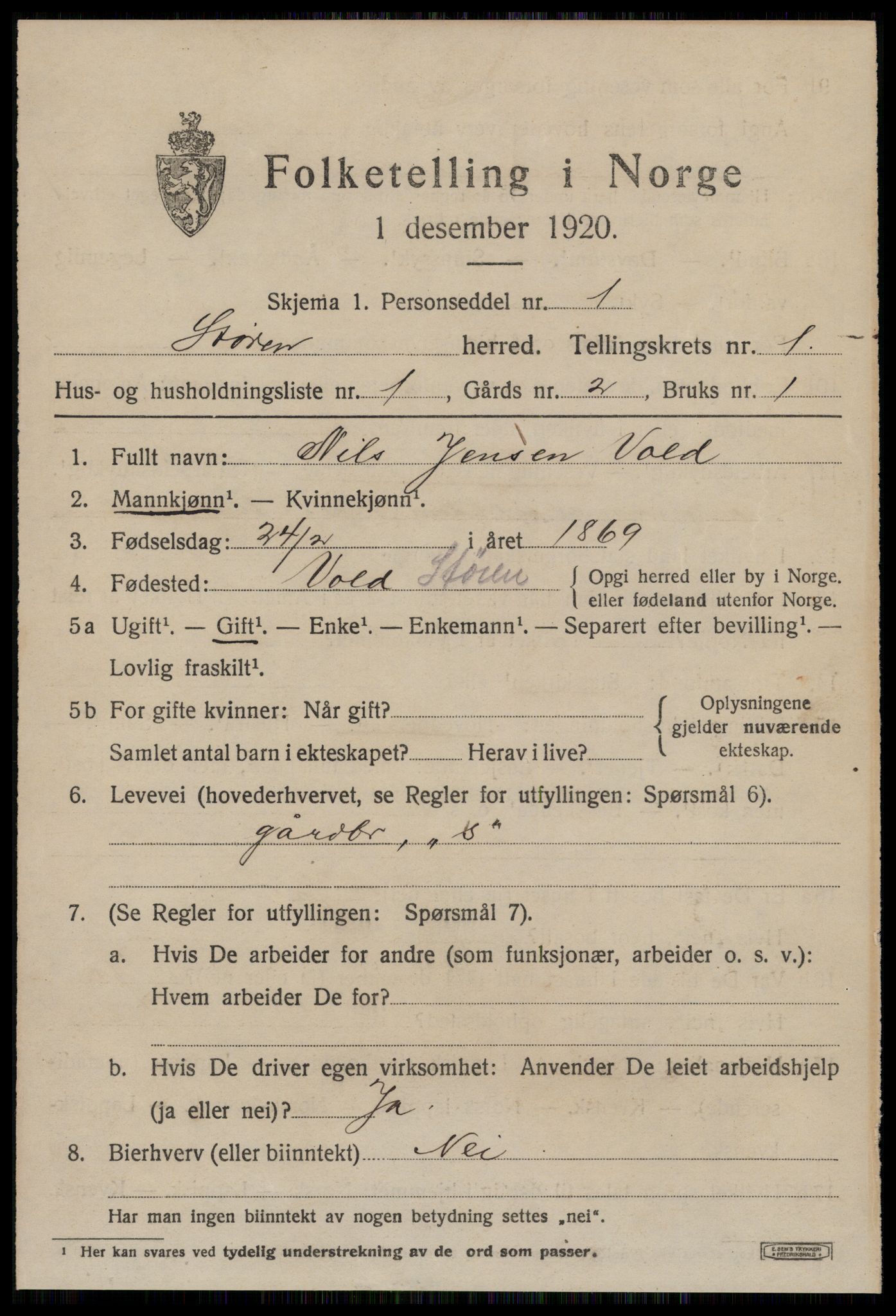 SAT, 1920 census for Støren, 1920, p. 692