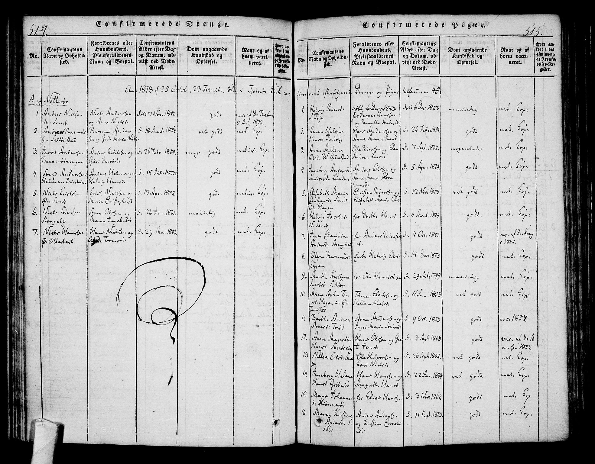 Nøtterøy kirkebøker, AV/SAKO-A-354/F/Fa/L0004: Parish register (official) no. I 4, 1814-1838, p. 514-515