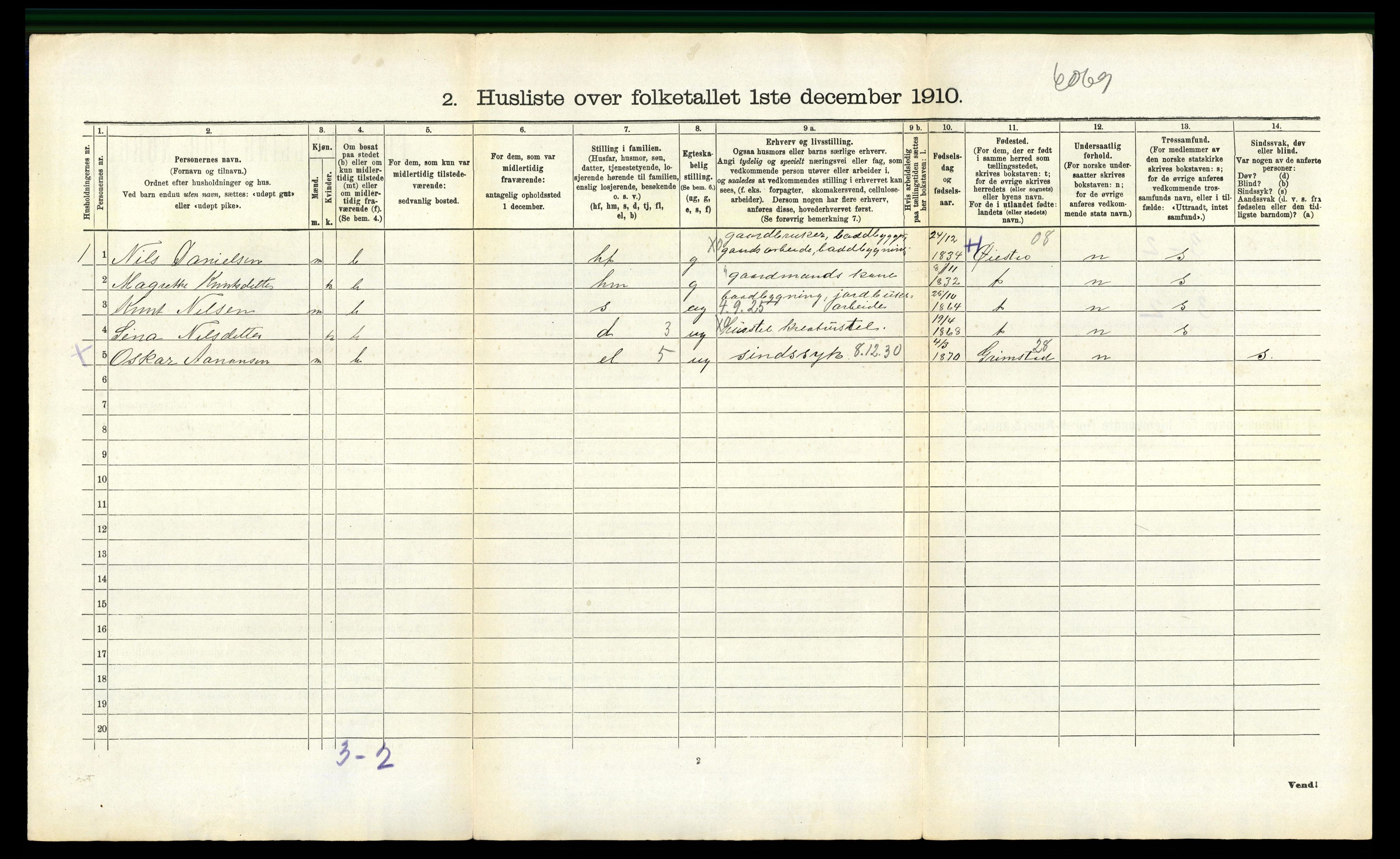 RA, 1910 census for Froland, 1910, p. 701