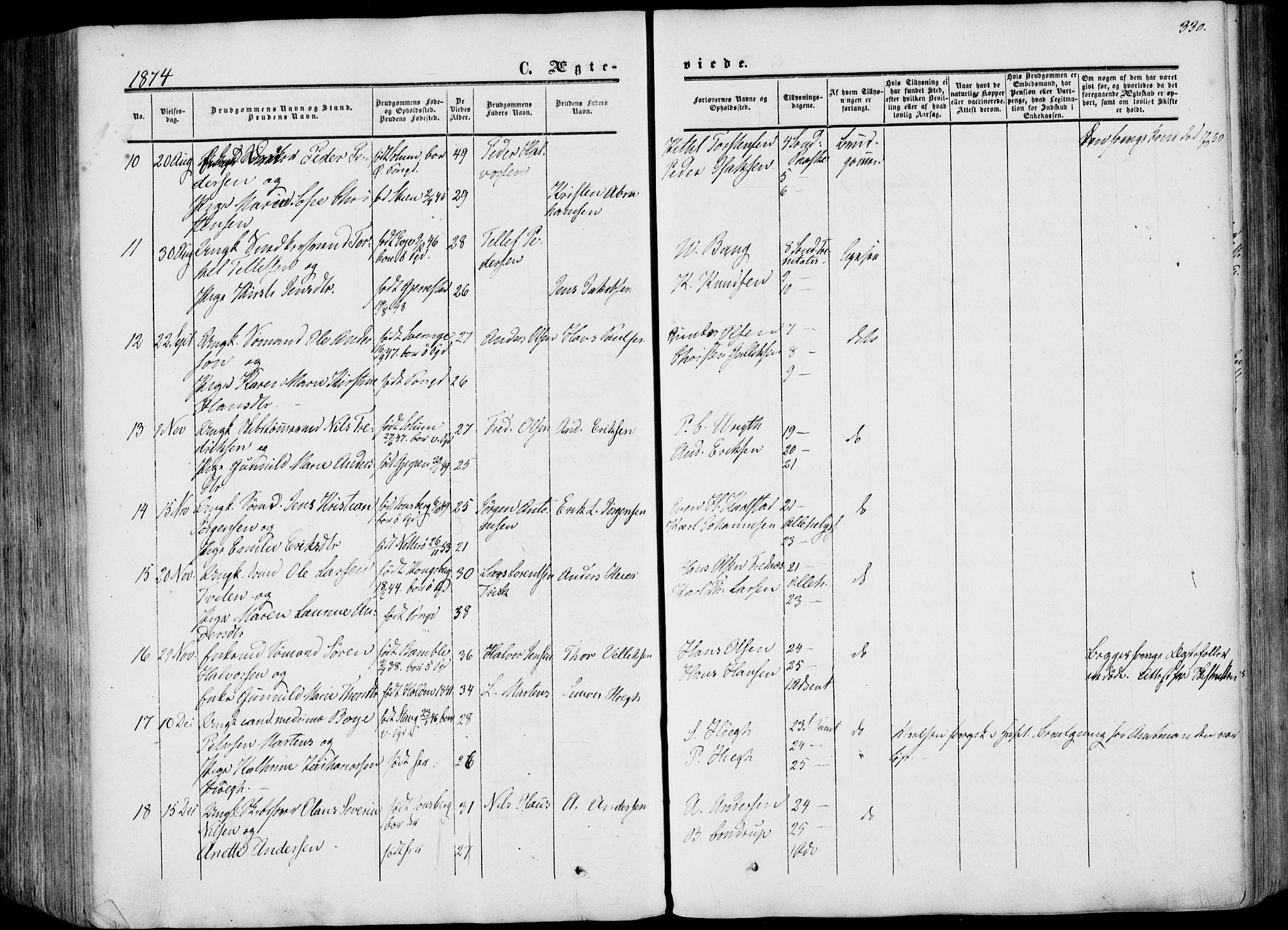 Porsgrunn kirkebøker , AV/SAKO-A-104/F/Fa/L0007: Parish register (official) no. 7, 1858-1877, p. 330