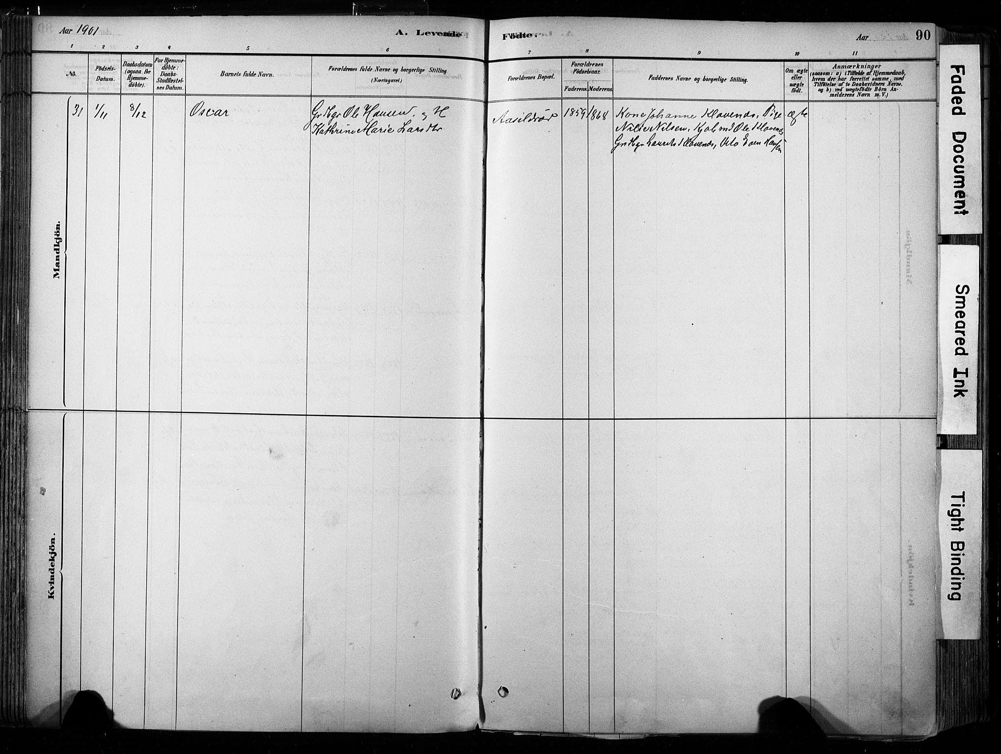 Hedrum kirkebøker, AV/SAKO-A-344/F/Fa/L0009: Parish register (official) no. I 9, 1881-1903, p. 90