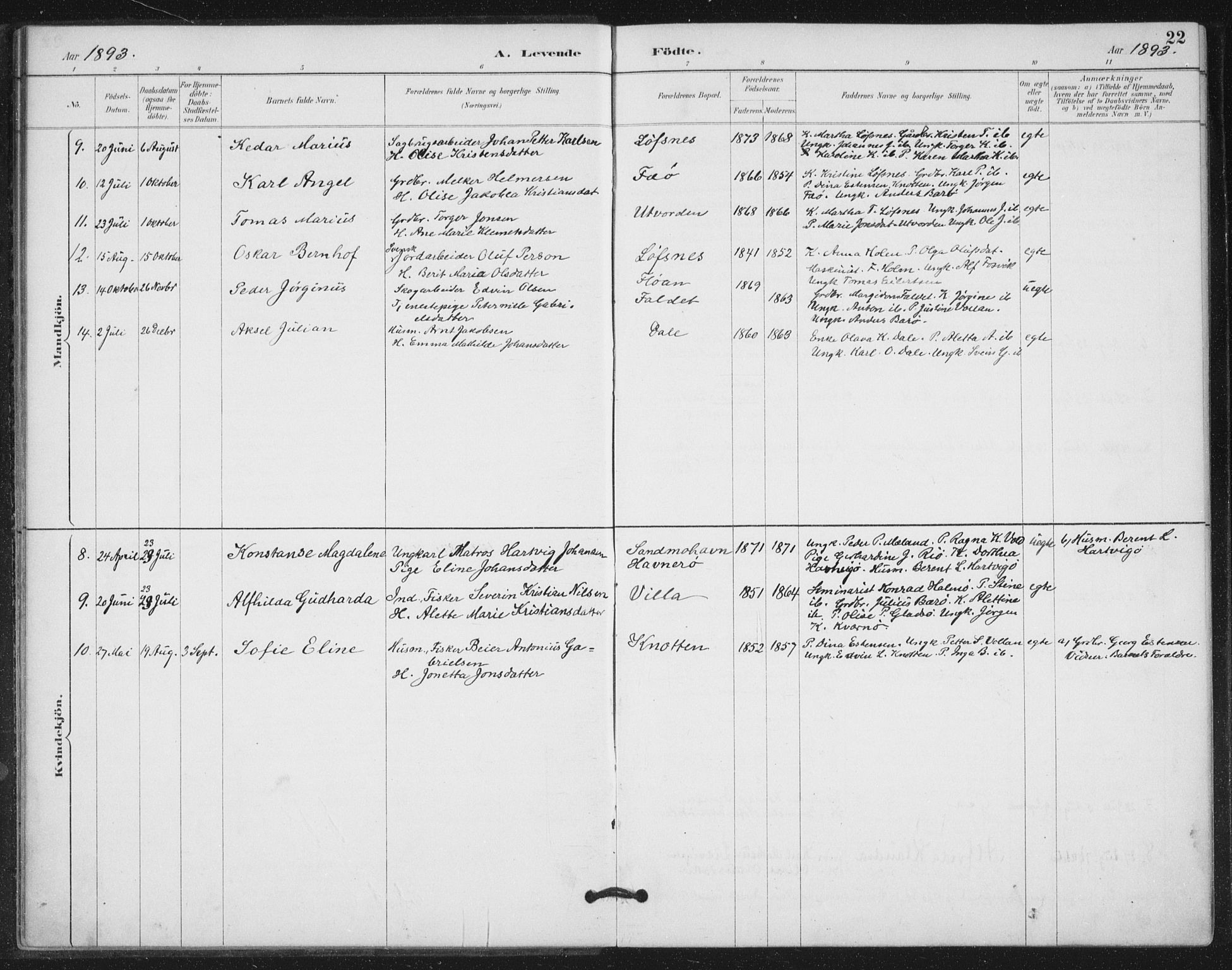 Ministerialprotokoller, klokkerbøker og fødselsregistre - Nord-Trøndelag, AV/SAT-A-1458/772/L0603: Parish register (official) no. 772A01, 1885-1912, p. 22