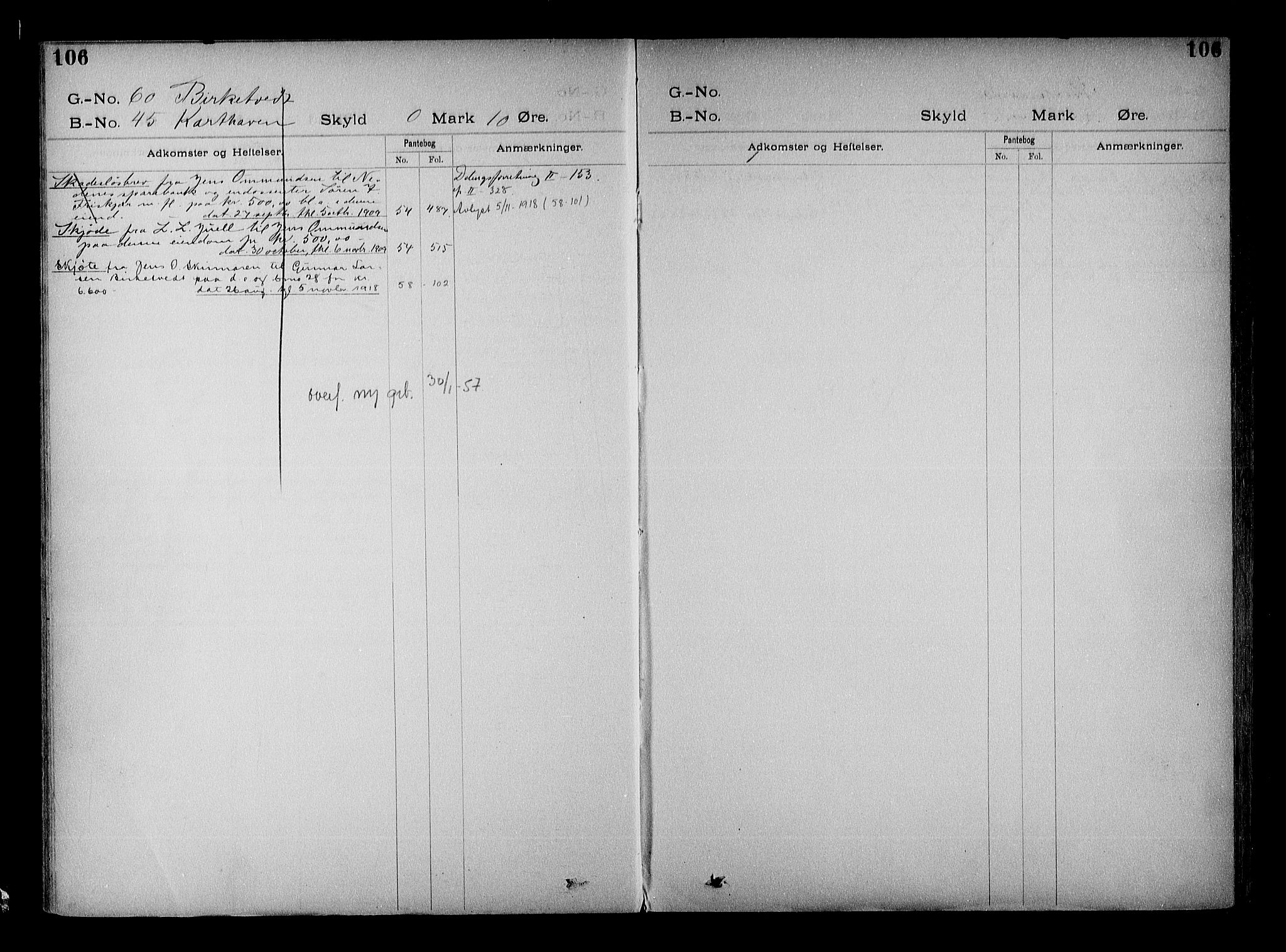 Vestre Nedenes/Sand sorenskriveri, SAK/1221-0010/G/Ga/L0022: Mortgage register no. 15, 1899-1957, p. 106