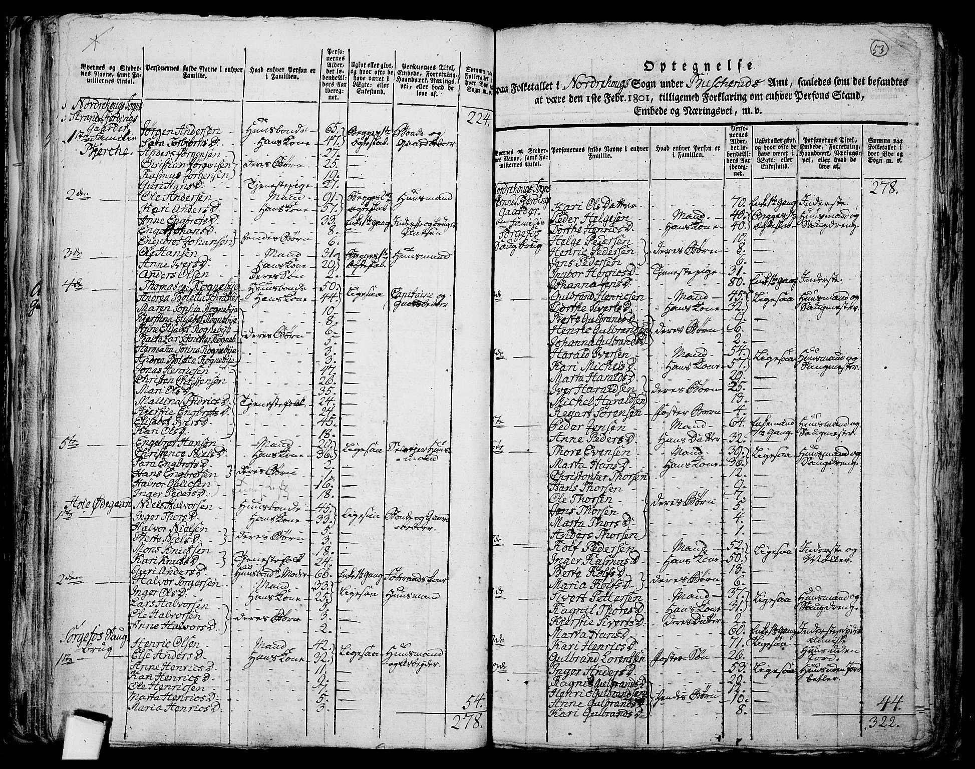 RA, 1801 census for 0613P Norderhov, 1801, p. 52b-53a