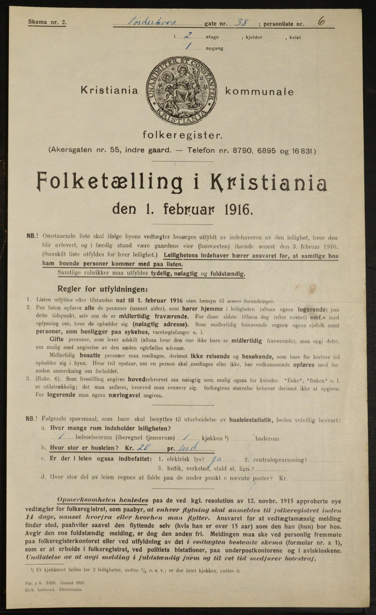 OBA, Municipal Census 1916 for Kristiania, 1916, p. 74792