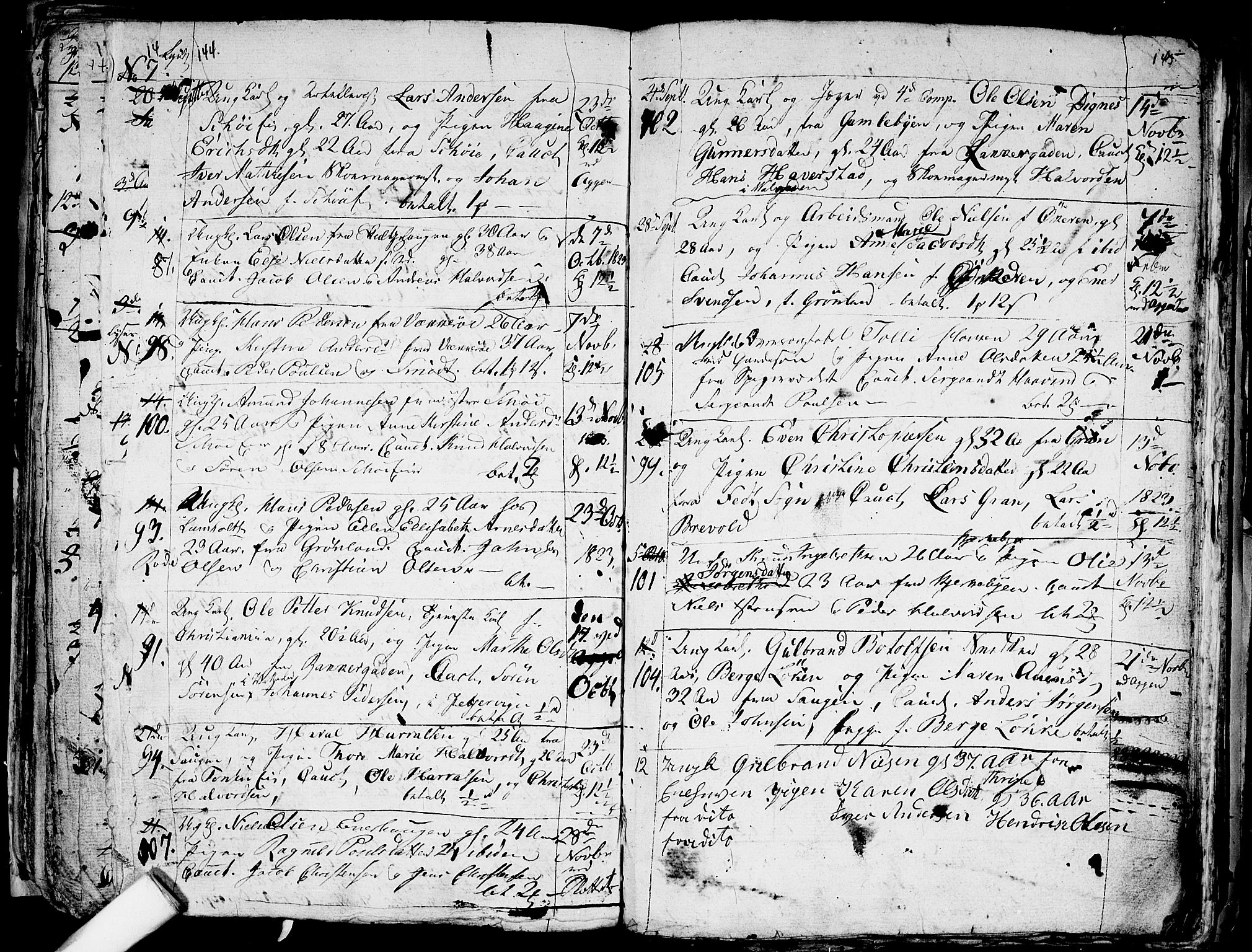 Aker prestekontor kirkebøker, SAO/A-10861/G/L0001: Parish register (copy) no. 1, 1796-1826, p. 144-145