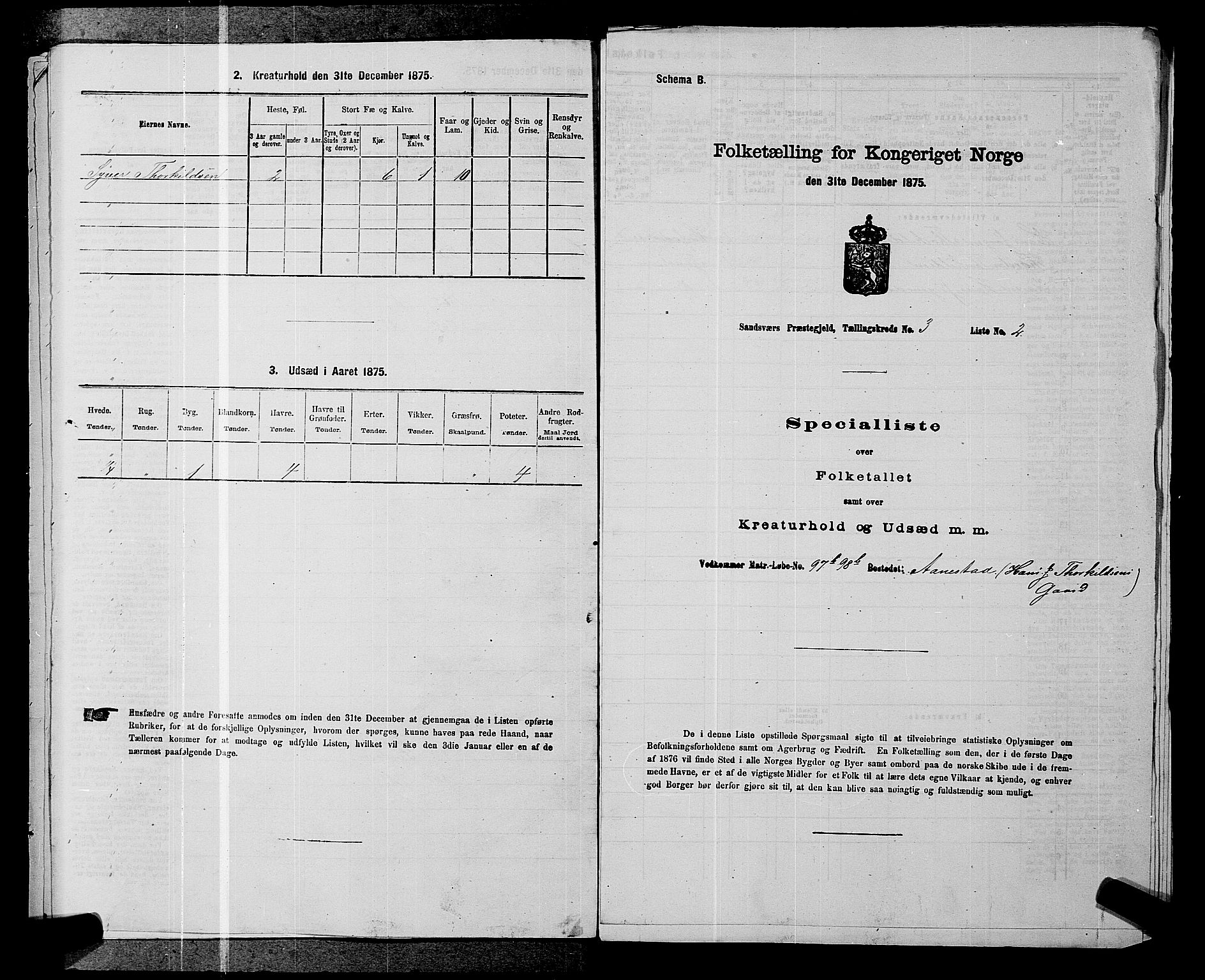 SAKO, 1875 census for 0629P Sandsvær, 1875, p. 548