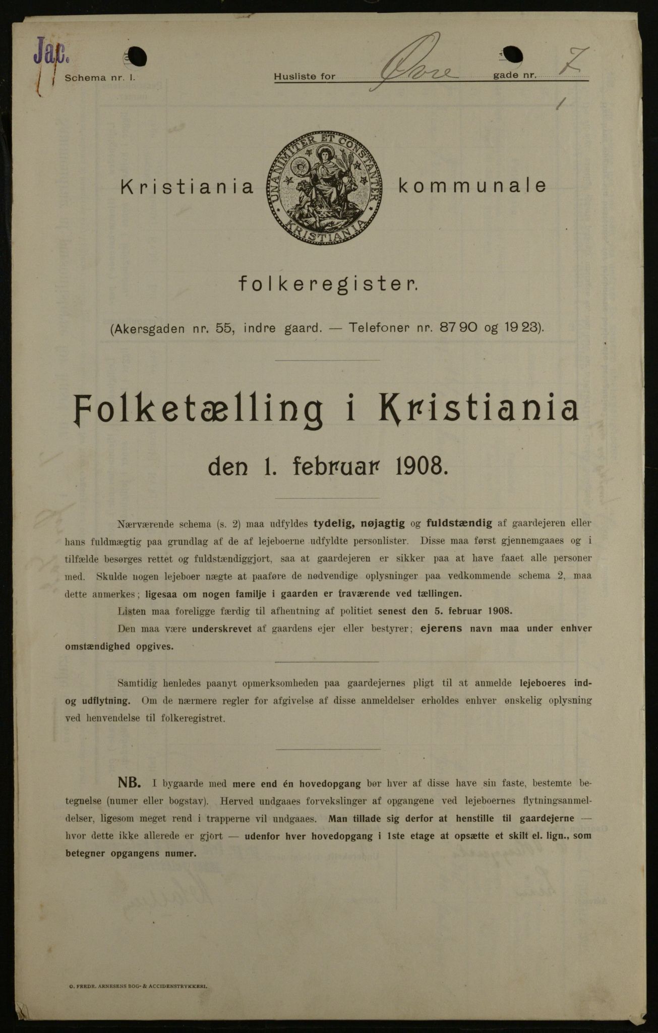 OBA, Municipal Census 1908 for Kristiania, 1908, p. 116569