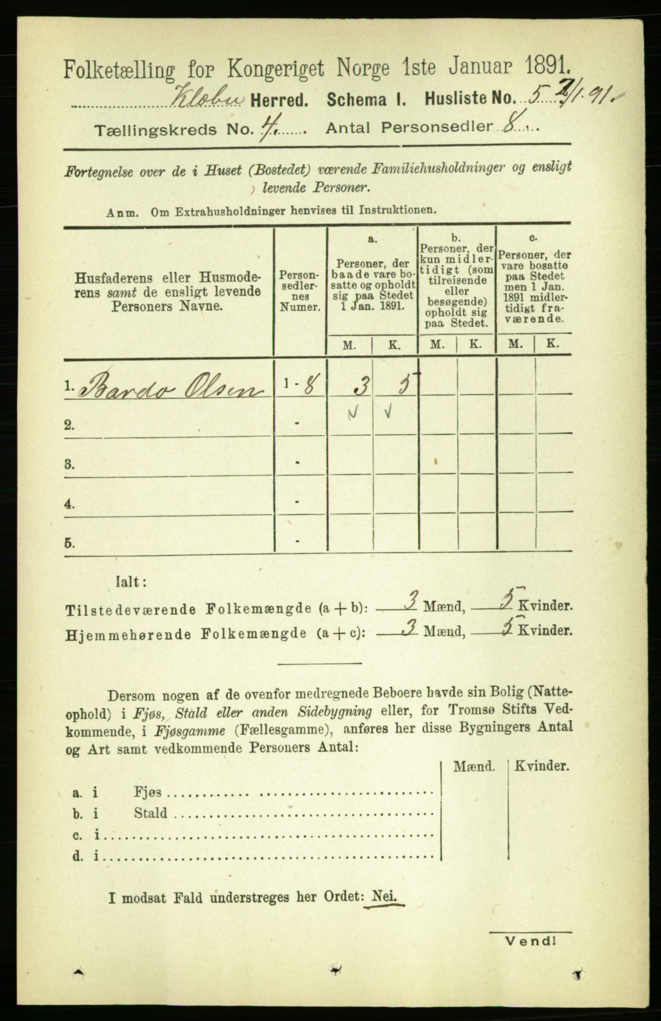 RA, 1891 census for 1662 Klæbu, 1891, p. 698