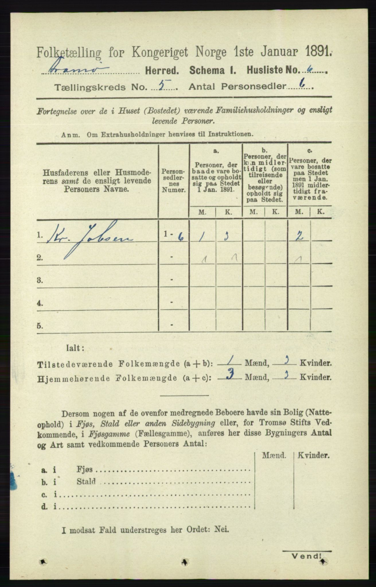 RA, 1891 census for 0921 Tromøy, 1891, p. 2076