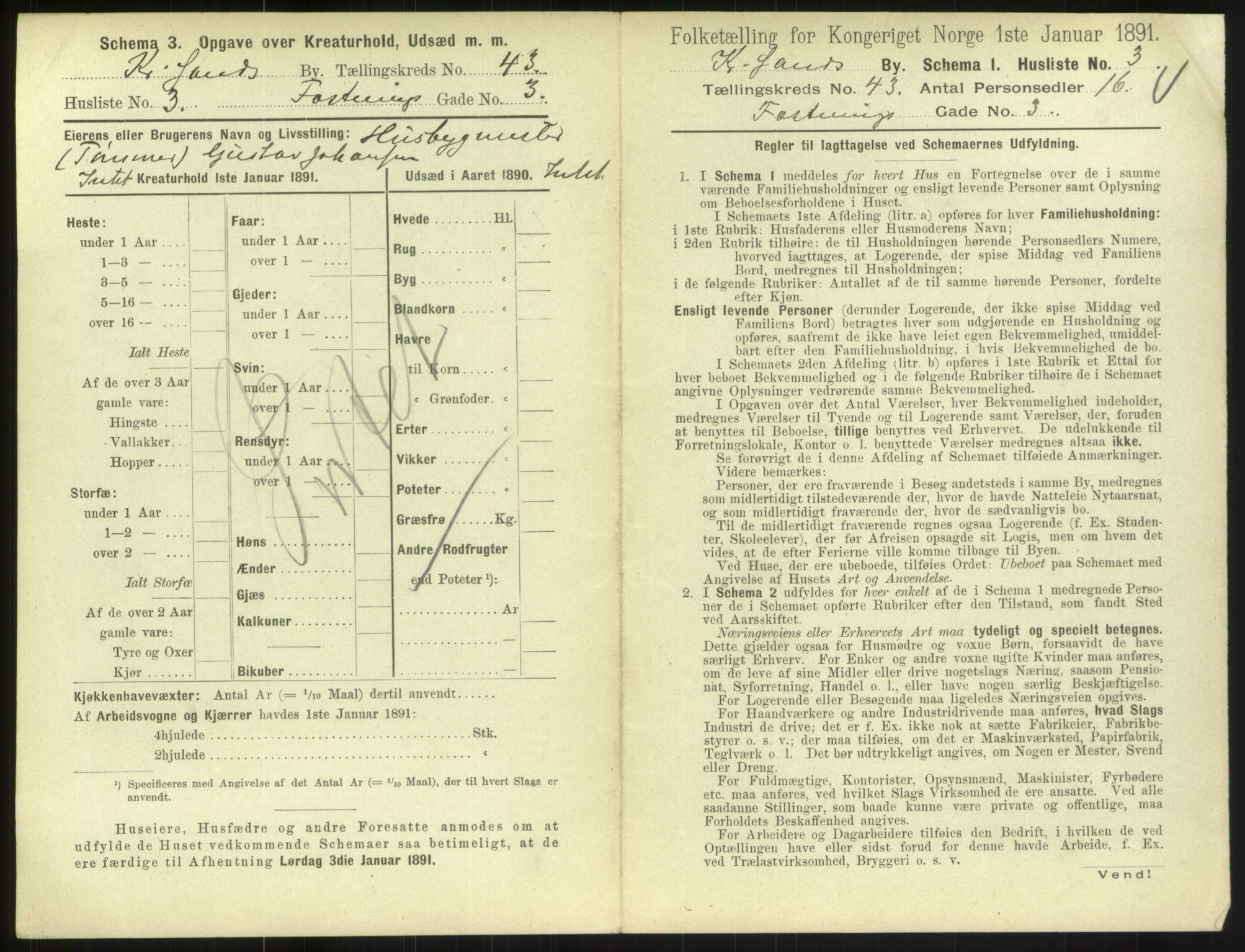 RA, 1891 census for 1001 Kristiansand, 1891, p. 2312