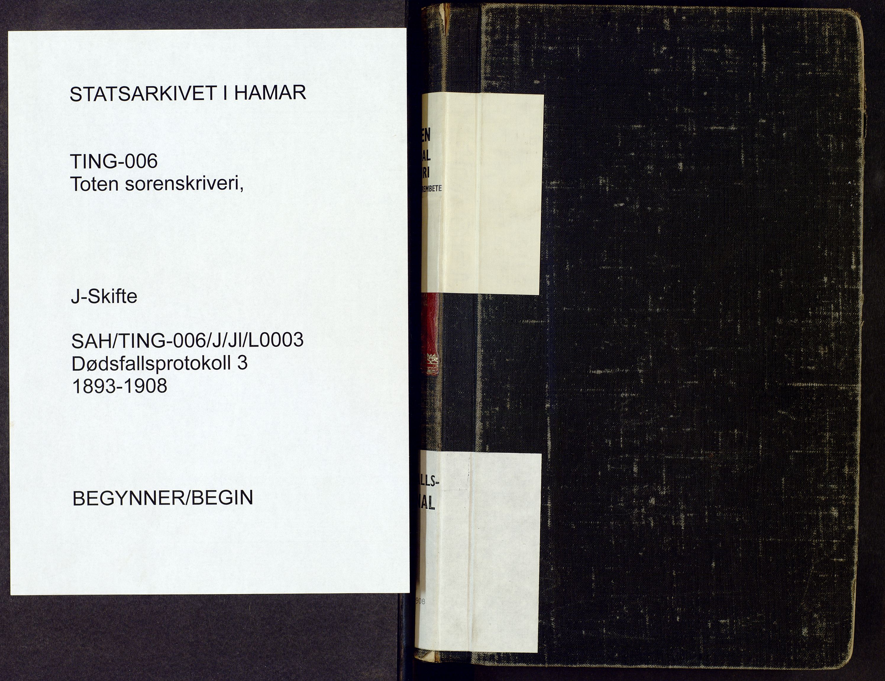 Toten tingrett, AV/SAH-TING-006/J/Jl/L0003: Dødsfallsjournal, 1893-1908