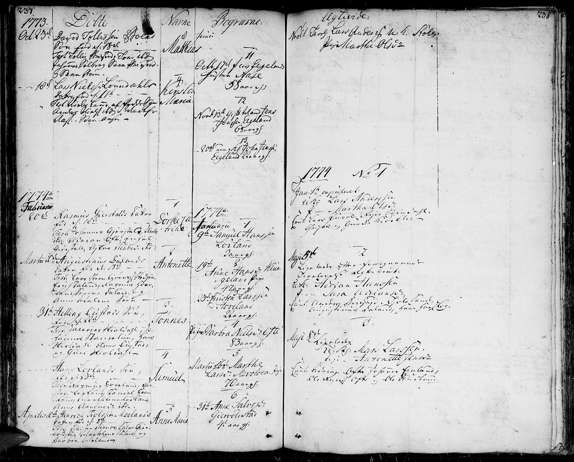 Herad sokneprestkontor, AV/SAK-1111-0018/F/Fa/Faa/L0001: Parish register (official) no. A 1 /1, 1768-1799, p. 237-238