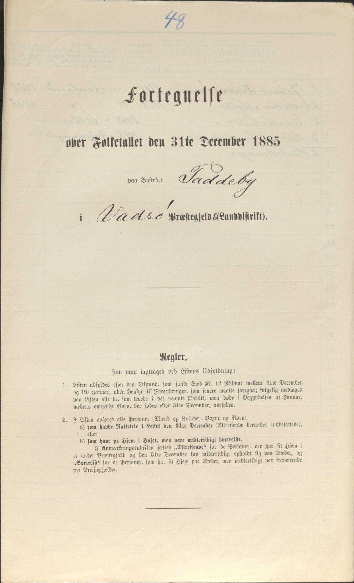 SATØ, 1885 census for 2029 Vadsø, 1885, p. 48a