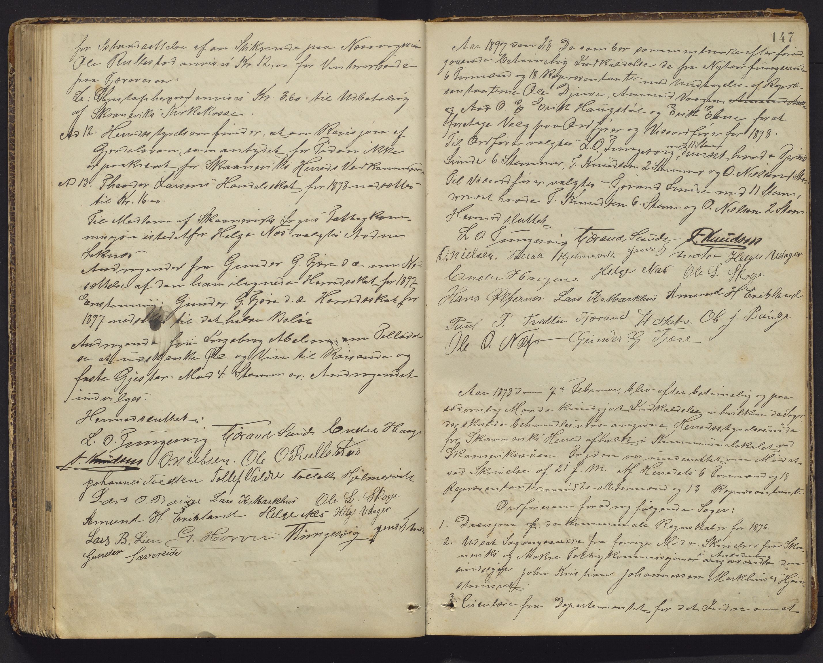 Skånevik kommune. Formannskapet, IKAH/1212-021/A/Aa/L0004: Møtebok for Skånevik formannskap og heradsstyre, 1889-1900, p. 147