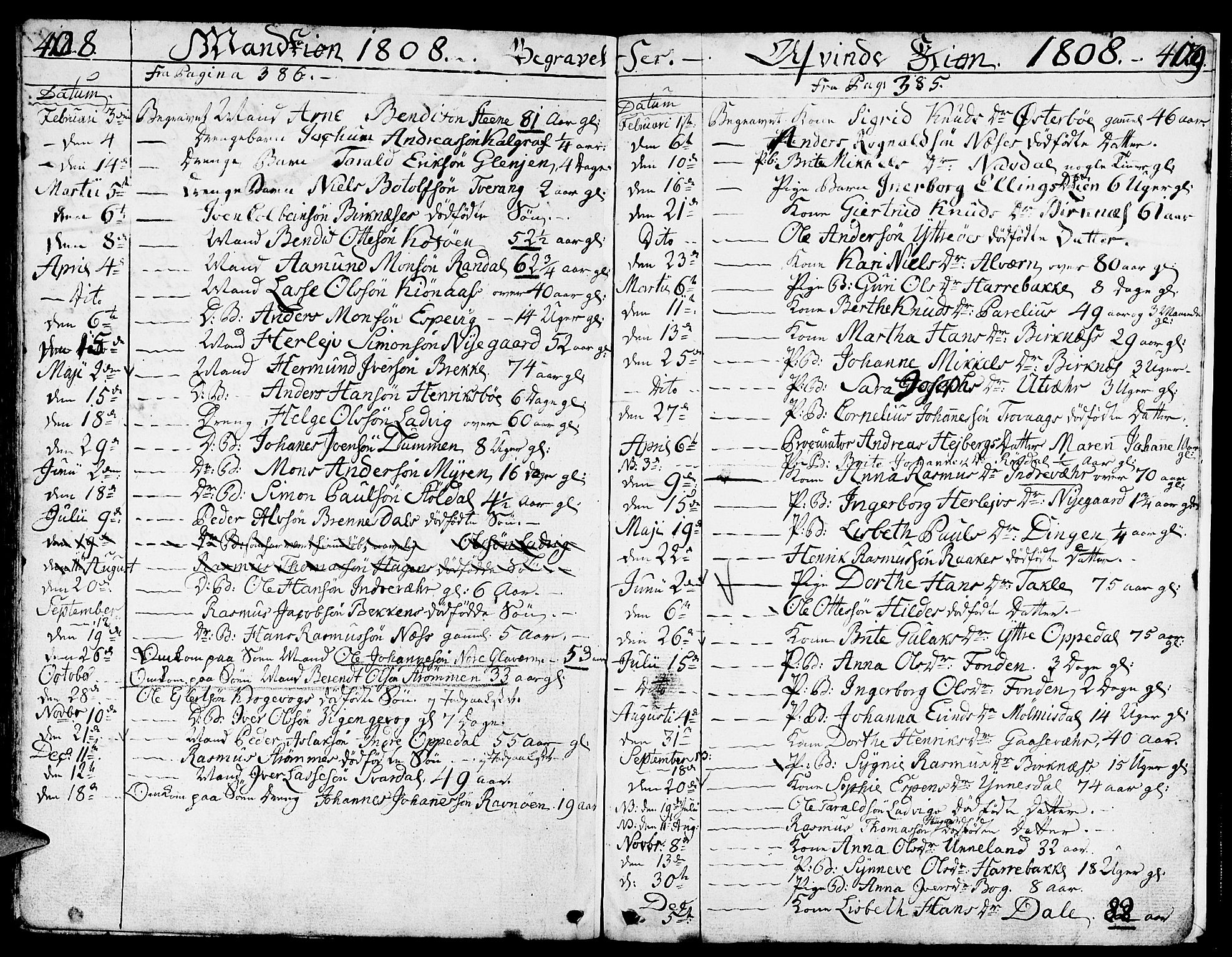 Gulen sokneprestembete, AV/SAB-A-80201/H/Haa/Haaa/L0016: Parish register (official) no. A 16, 1798-1808, p. 408-409
