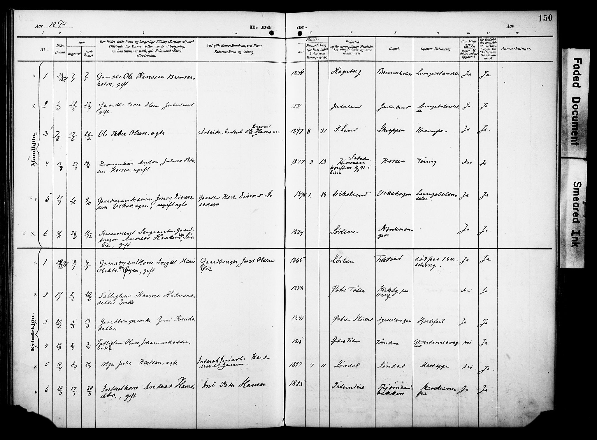 Vestre Toten prestekontor, SAH/PREST-108/H/Ha/Haa/L0012: Parish register (official) no. 12, 1890-1906, p. 150