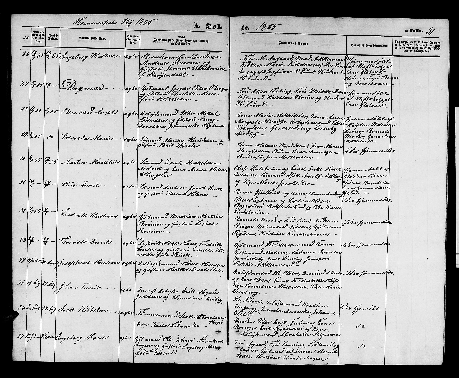 Hammerfest sokneprestkontor, AV/SATØ-S-1347/H/Hb/L0003.klokk: Parish register (copy) no. 3 /1, 1862-1868, p. 31