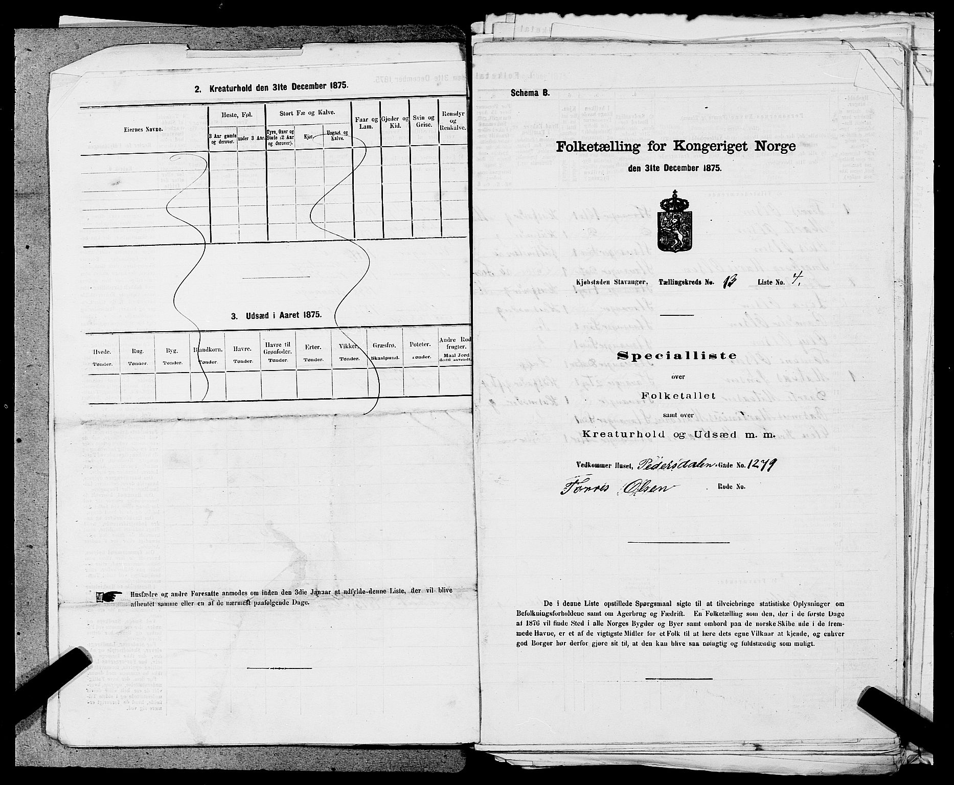 SAST, 1875 census for 1103 Stavanger, 1875, p. 2512