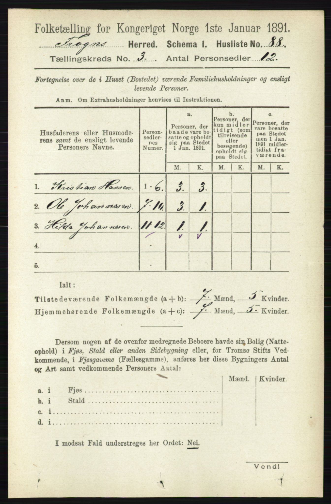 RA, 1891 census for 0215 Frogn, 1891, p. 1896