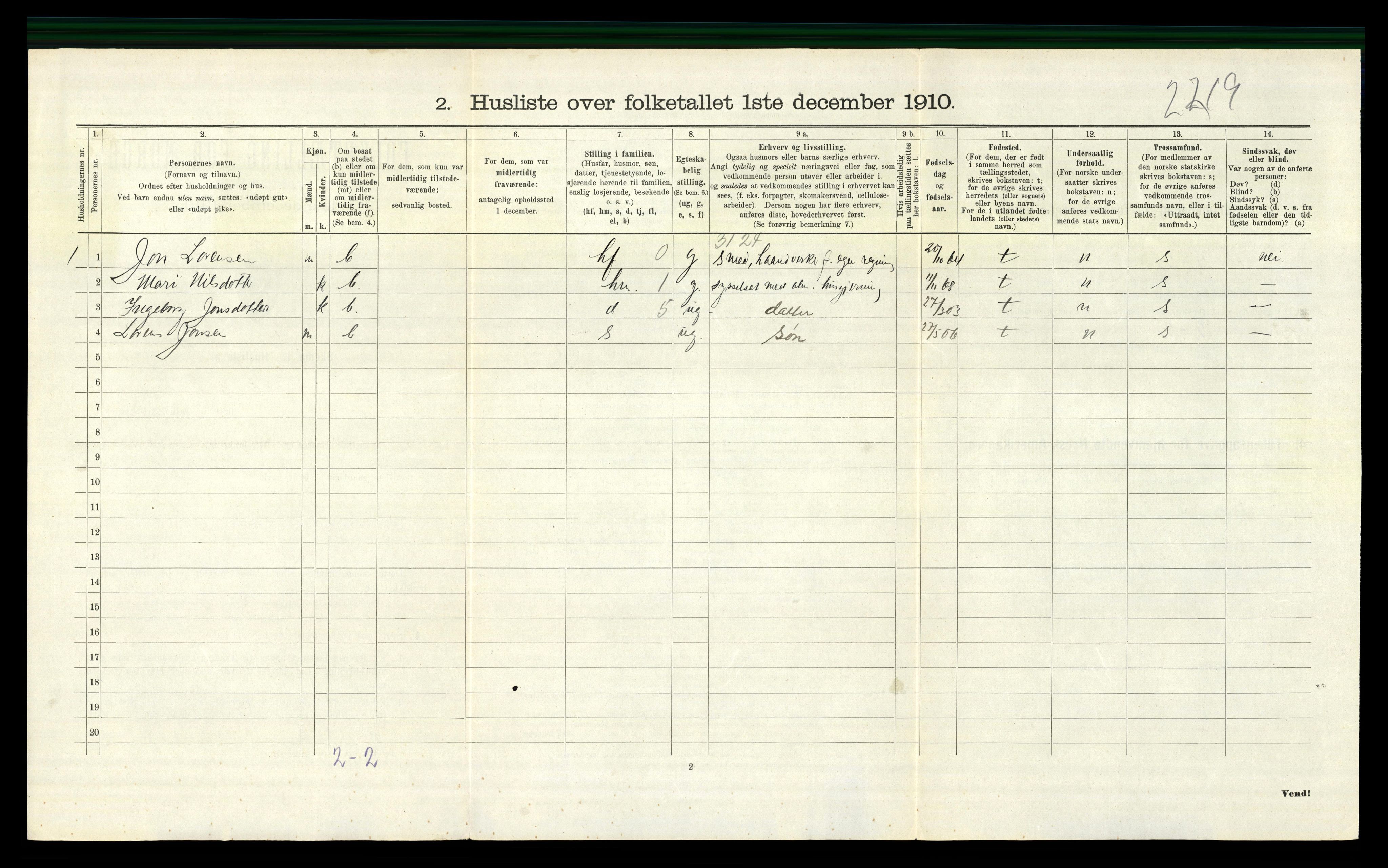 RA, 1910 census for Gjerstad, 1910, p. 546