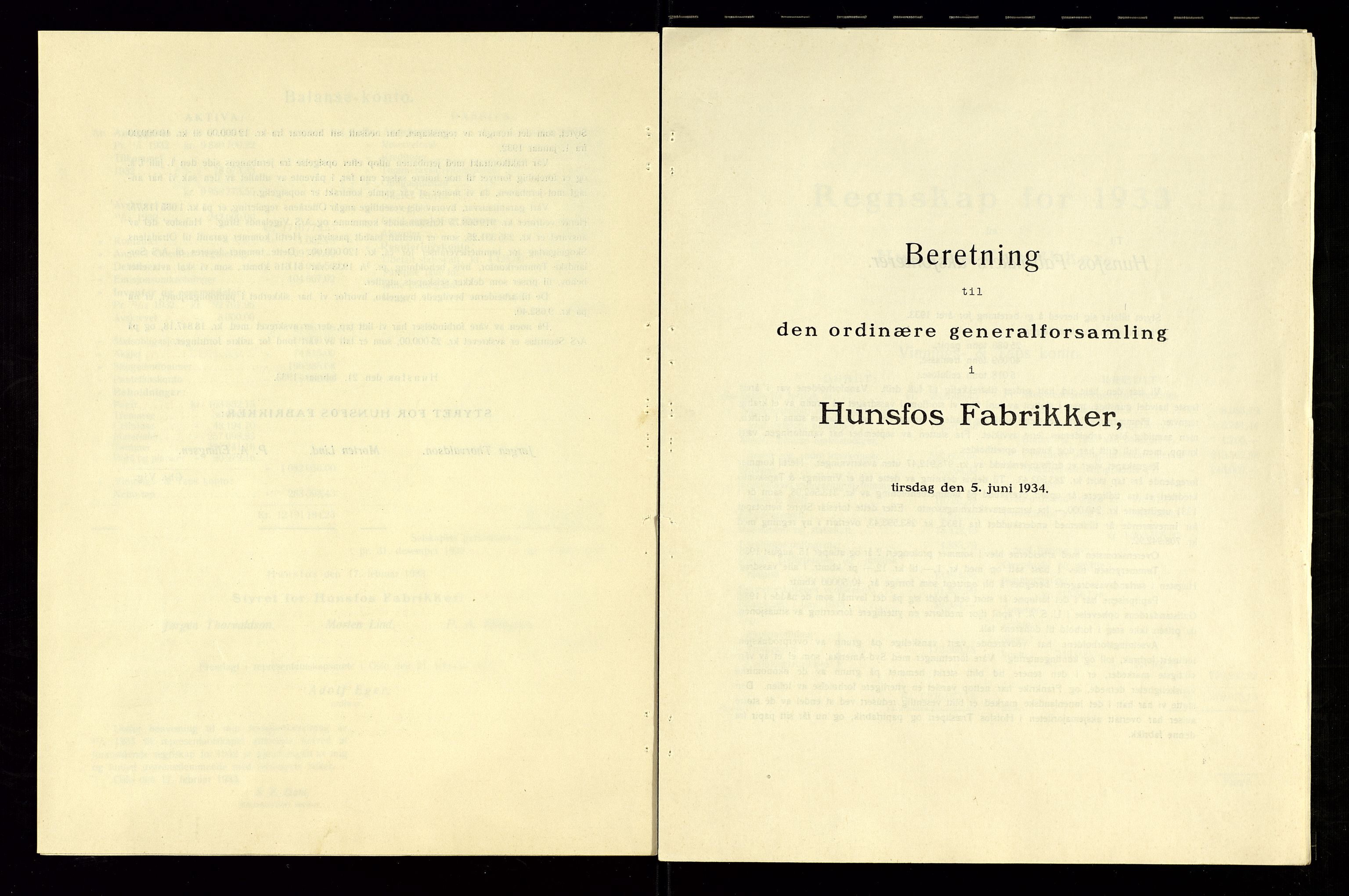 Hunsfos fabrikker, SAK/D/1440/01/L0001/0003: Vedtekter, anmeldelser og årsberetninger / Årsberetninger og regnskap, 1918-1989, p. 65