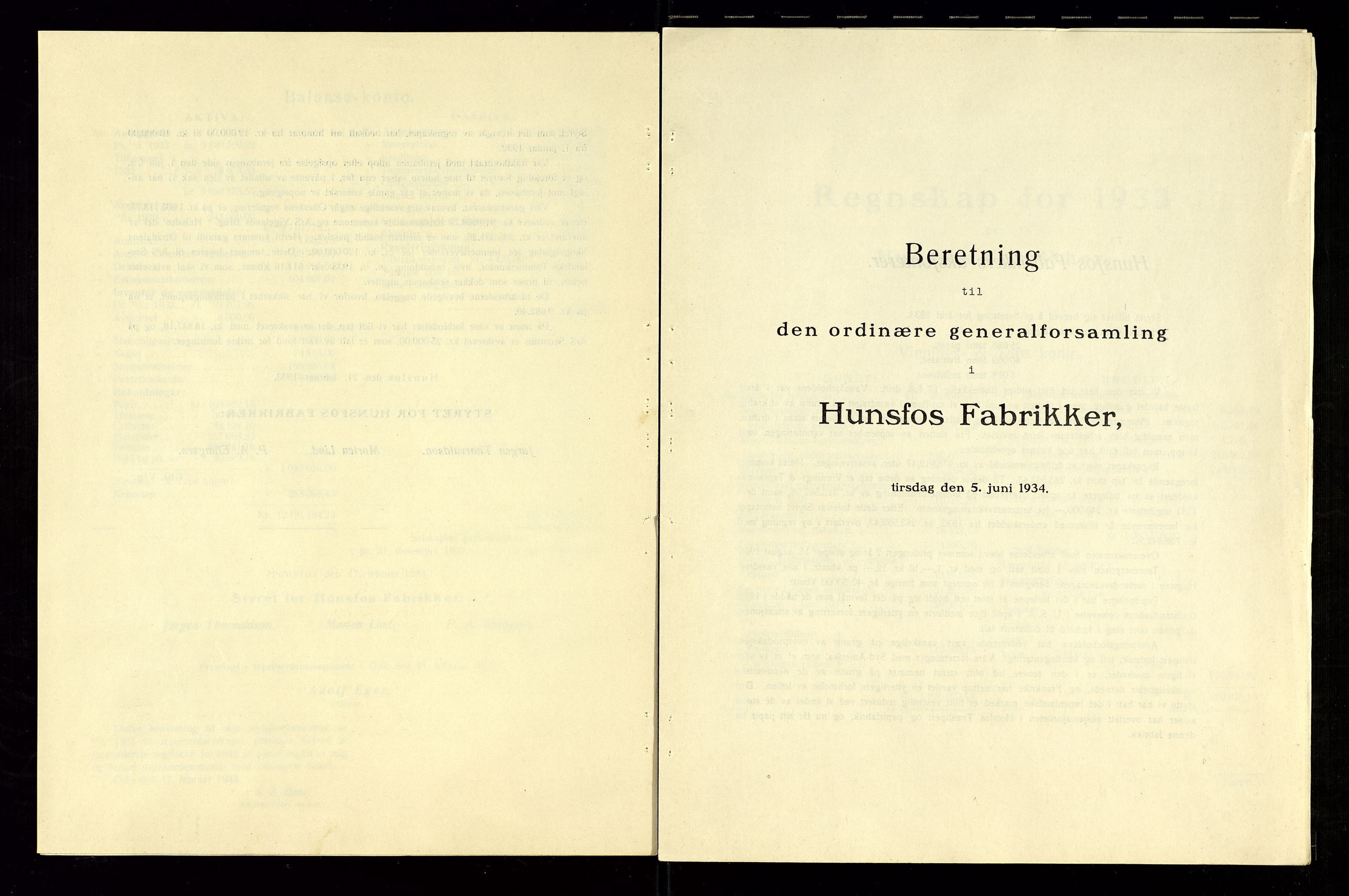 Hunsfos fabrikker, AV/SAK-D/1440/01/L0001/0003: Vedtekter, anmeldelser og årsberetninger / Årsberetninger og regnskap, 1918-1989, p. 65