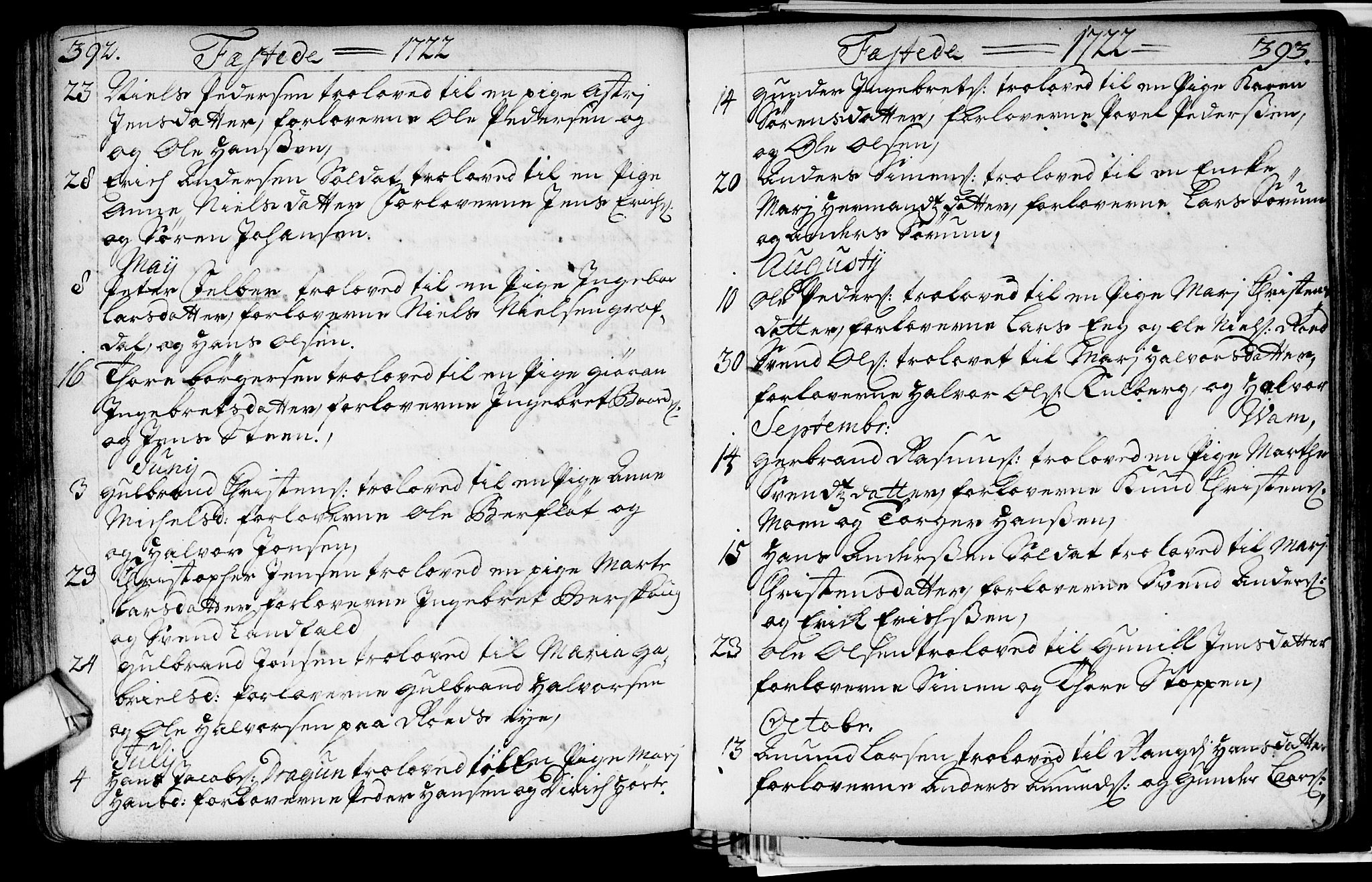 Lier kirkebøker, AV/SAKO-A-230/F/Fa/L0002: Parish register (official) no. I 2, 1701-1726, p. 392-393