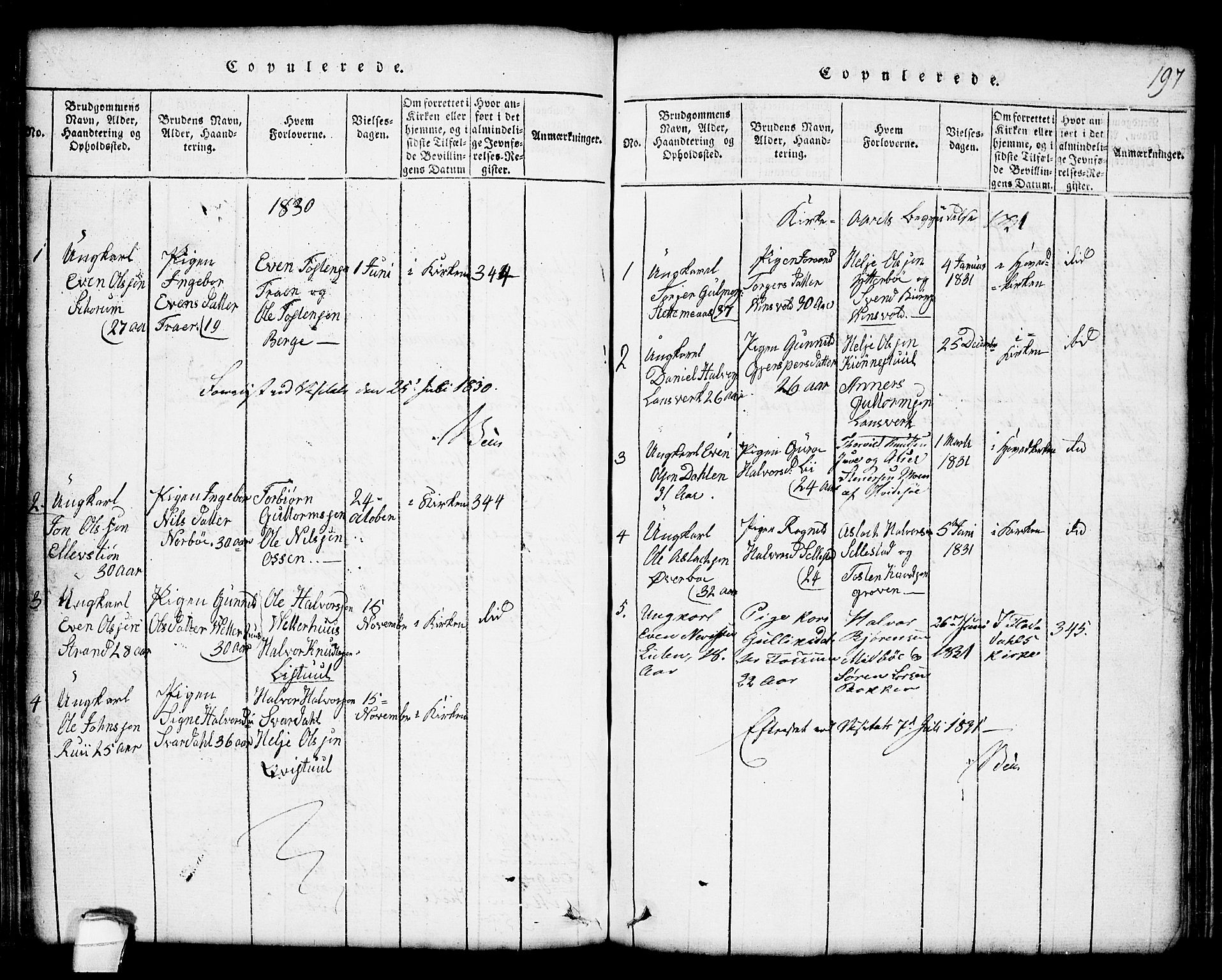 Seljord kirkebøker, SAKO/A-20/G/Gc/L0001: Parish register (copy) no. III 1, 1815-1849, p. 197