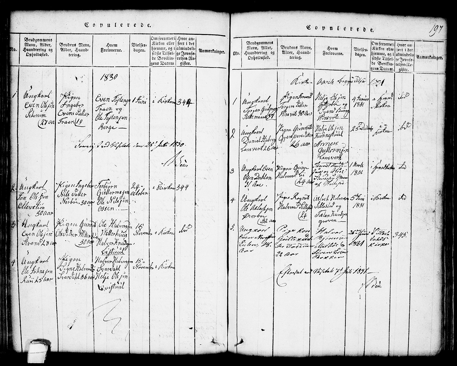 Seljord kirkebøker, AV/SAKO-A-20/G/Gc/L0001: Parish register (copy) no. III 1, 1815-1849, p. 197