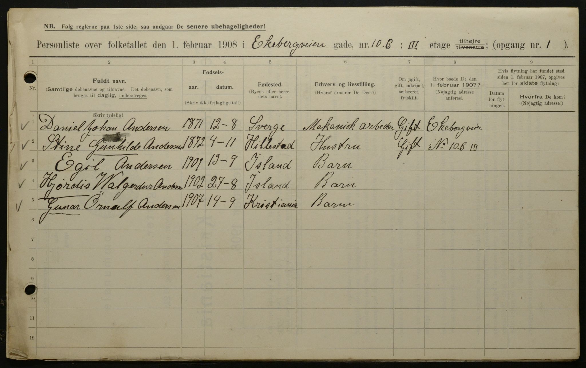 OBA, Municipal Census 1908 for Kristiania, 1908, p. 18504